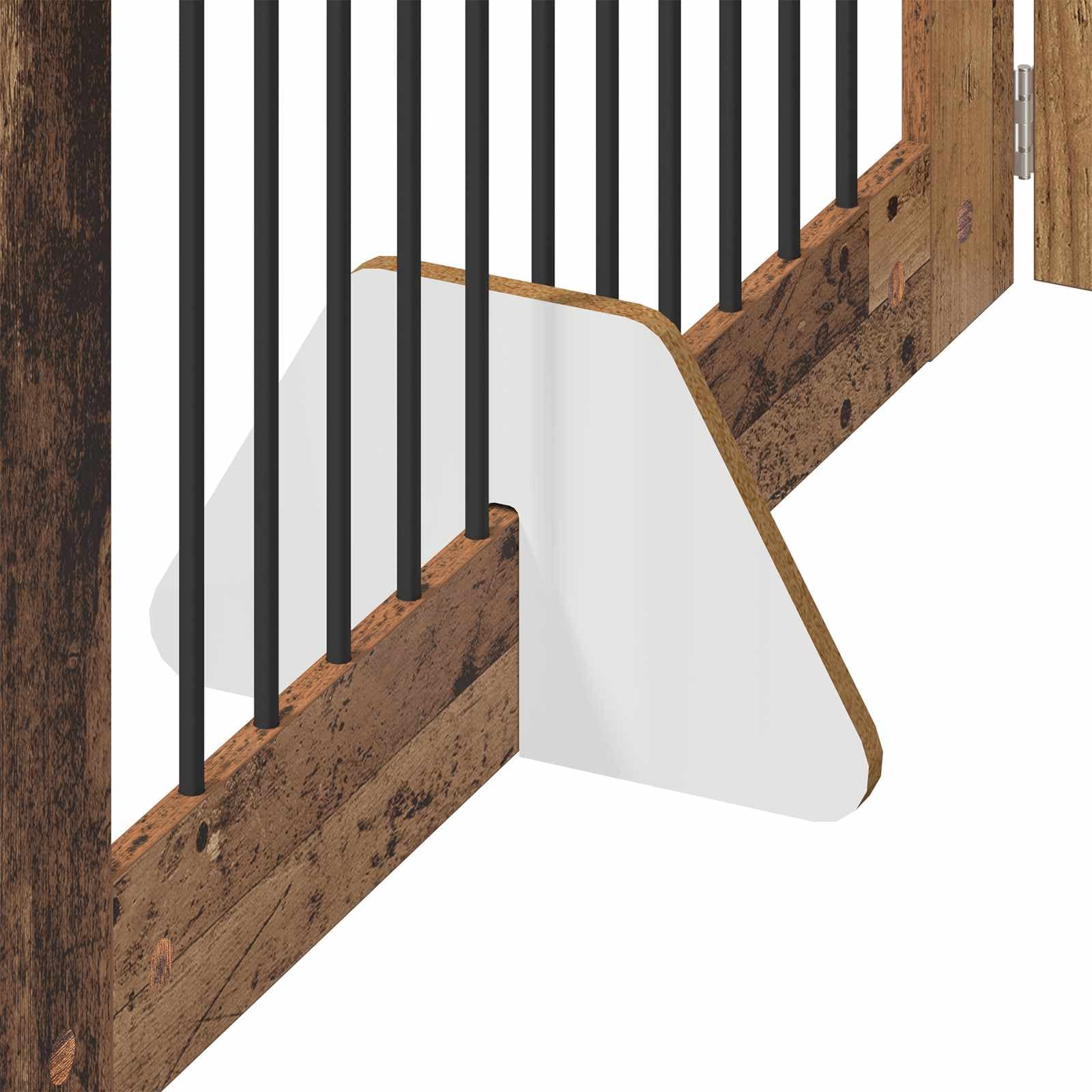Cancello per cani pieghevole con supporti 2 pz Legno antico — miniatura 6 di 9