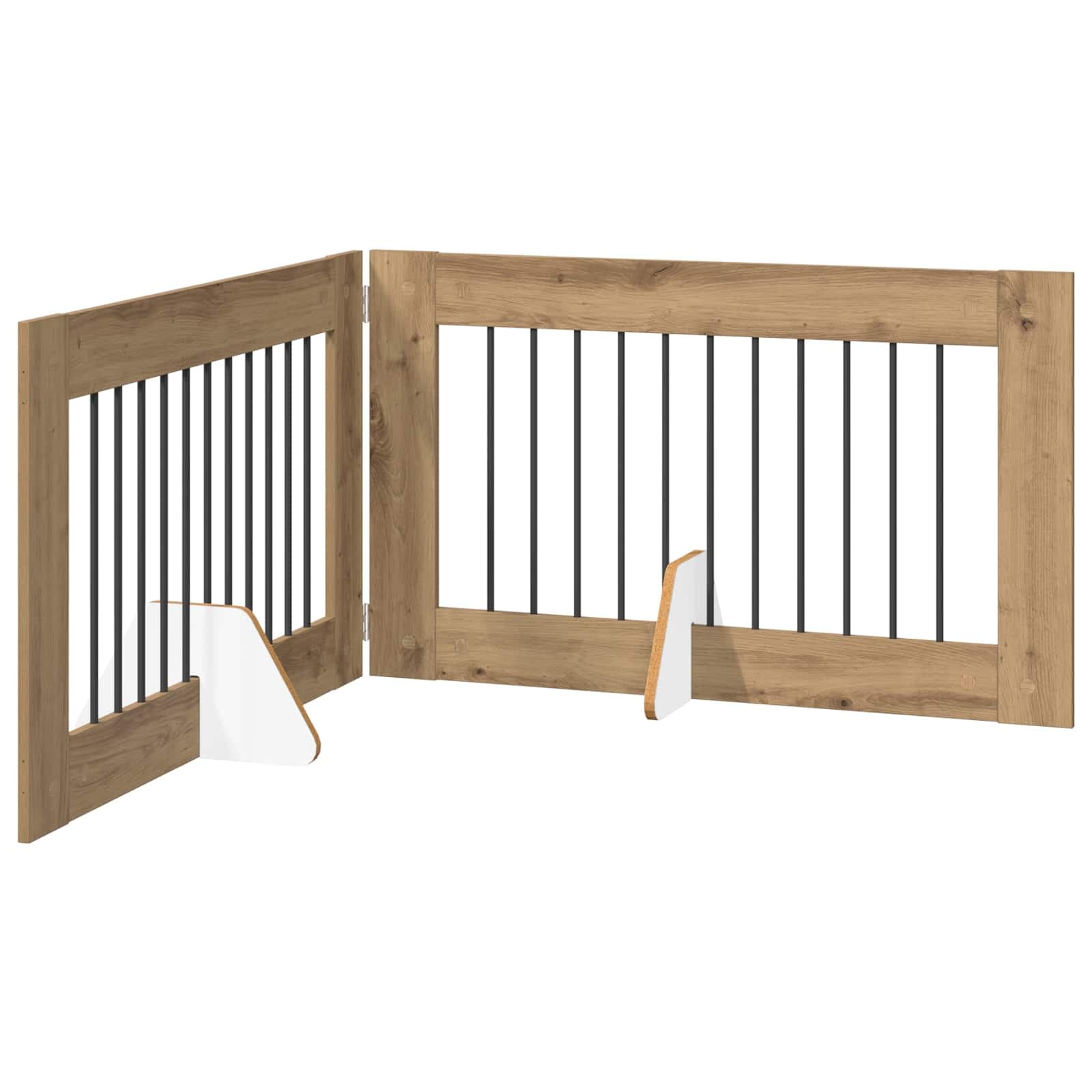 Cancello per cani pieghevole con supporti 2 pz 200,5 cm — miniatura 2 di 9