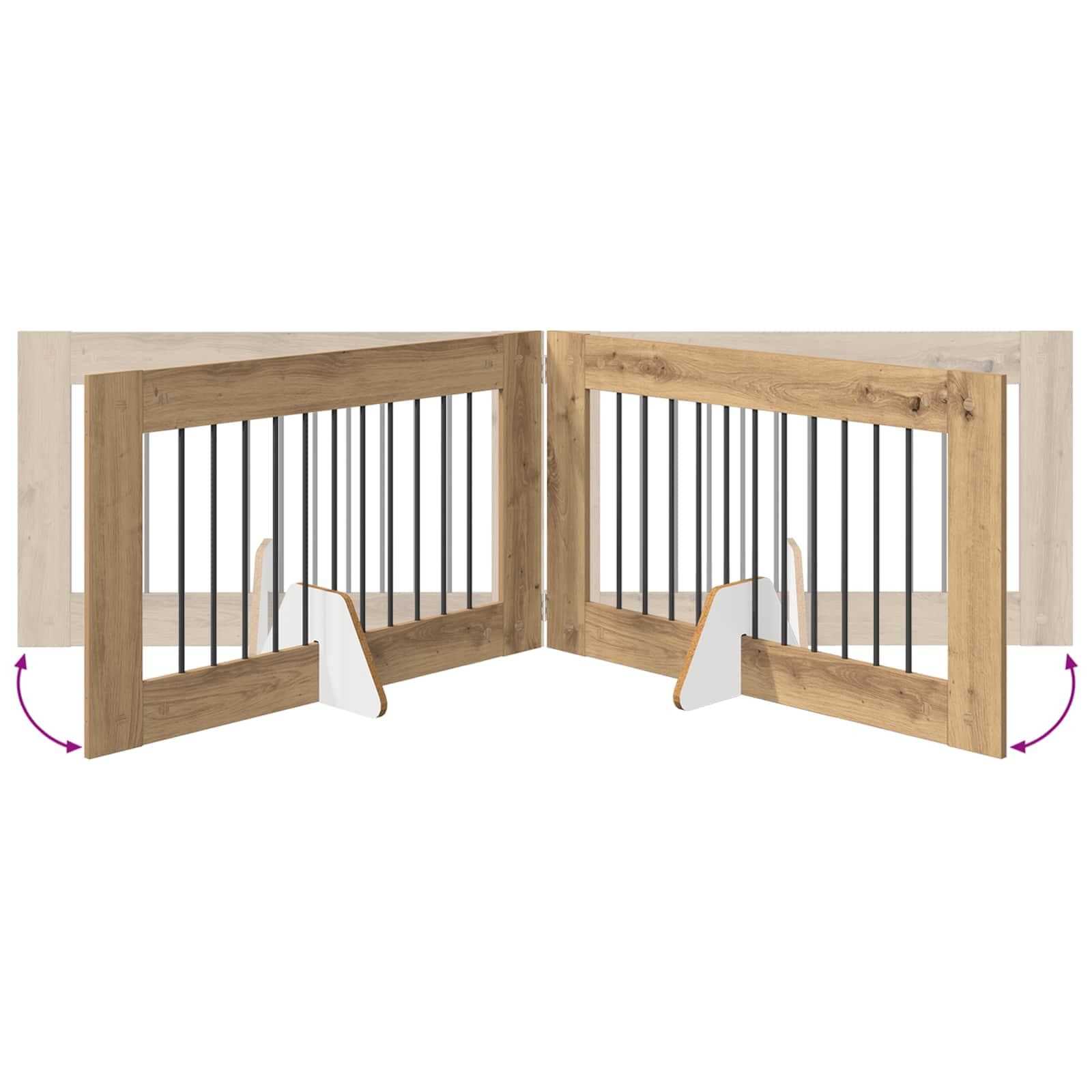Cancello per cani pieghevole con supporti 2 pz 200,5 cm — miniatura 7 di 9