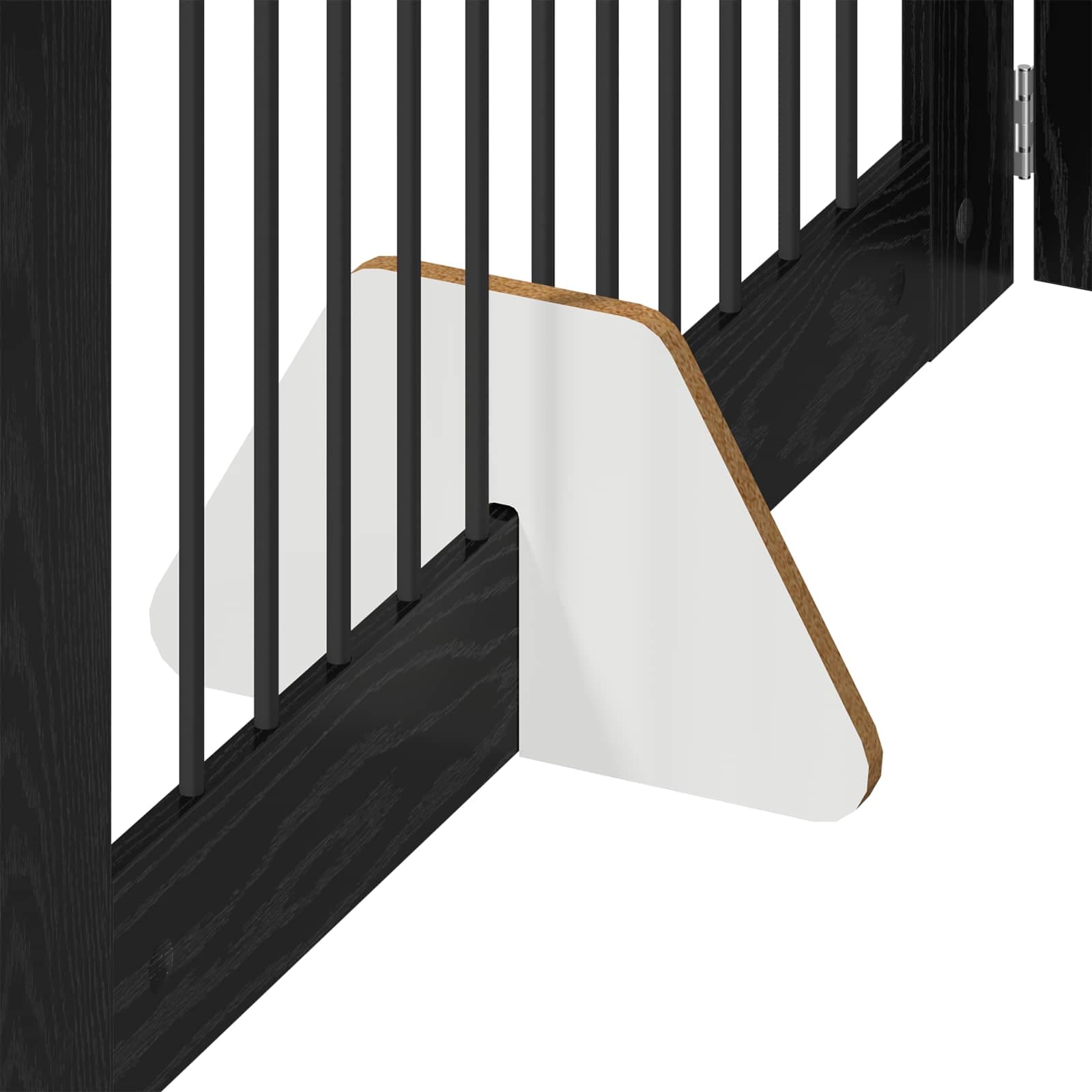 Cancello per cani pieghevole con supporti 4 pz Rovere Nero — miniatura 5 di 9