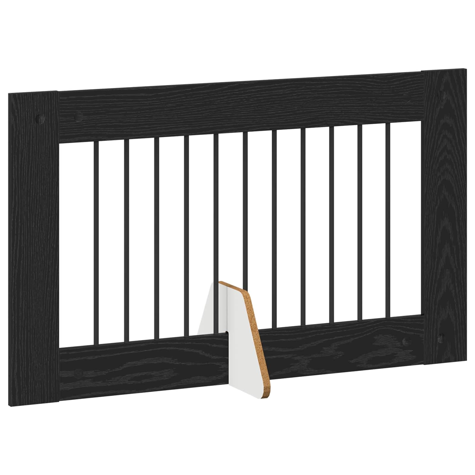 Cancello per cani pieghevole con supporti 4 pz Rovere Nero — miniatura 3 di 9