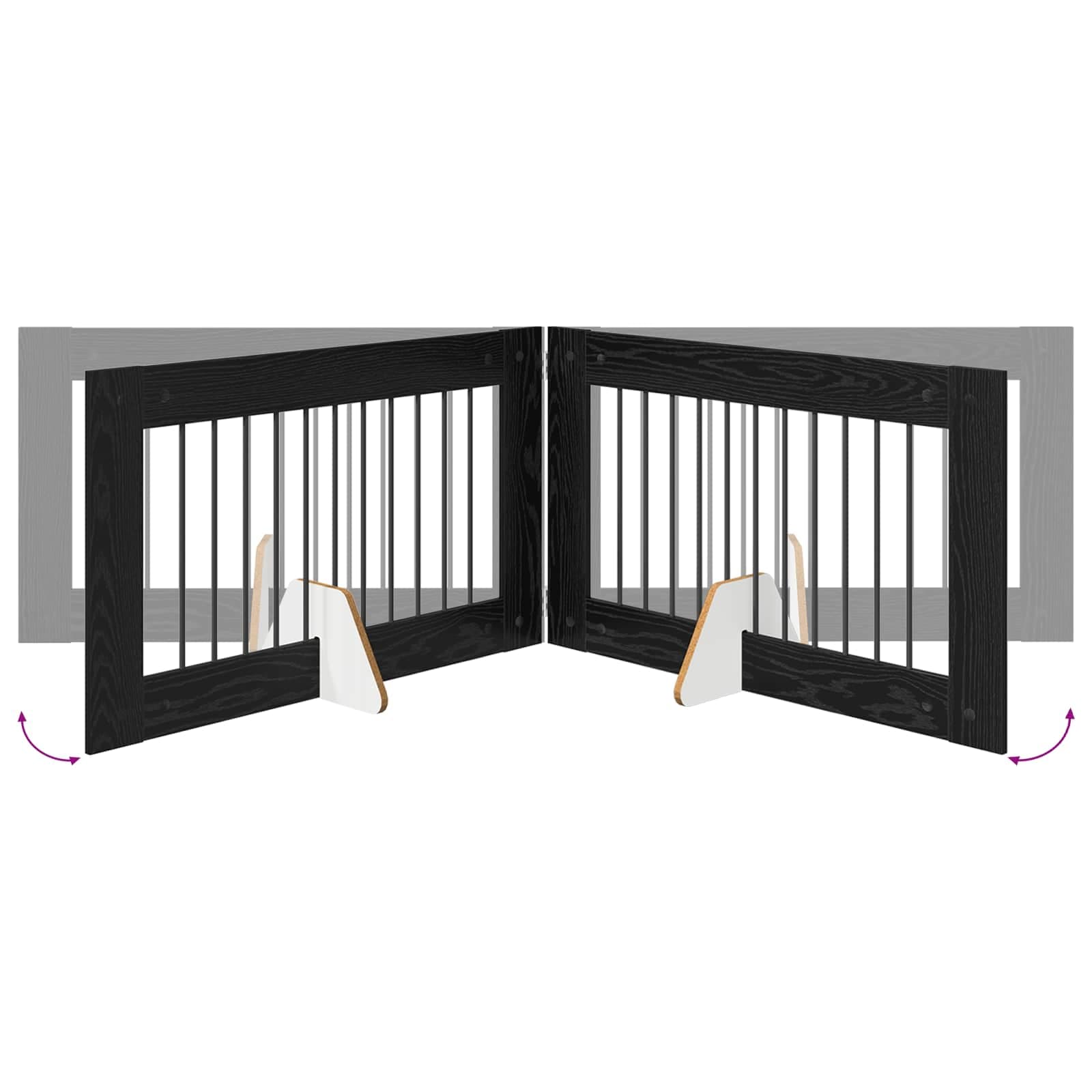 Cancello per cani pieghevole con supporti 4 pz Rovere Nero — miniatura 6 di 9