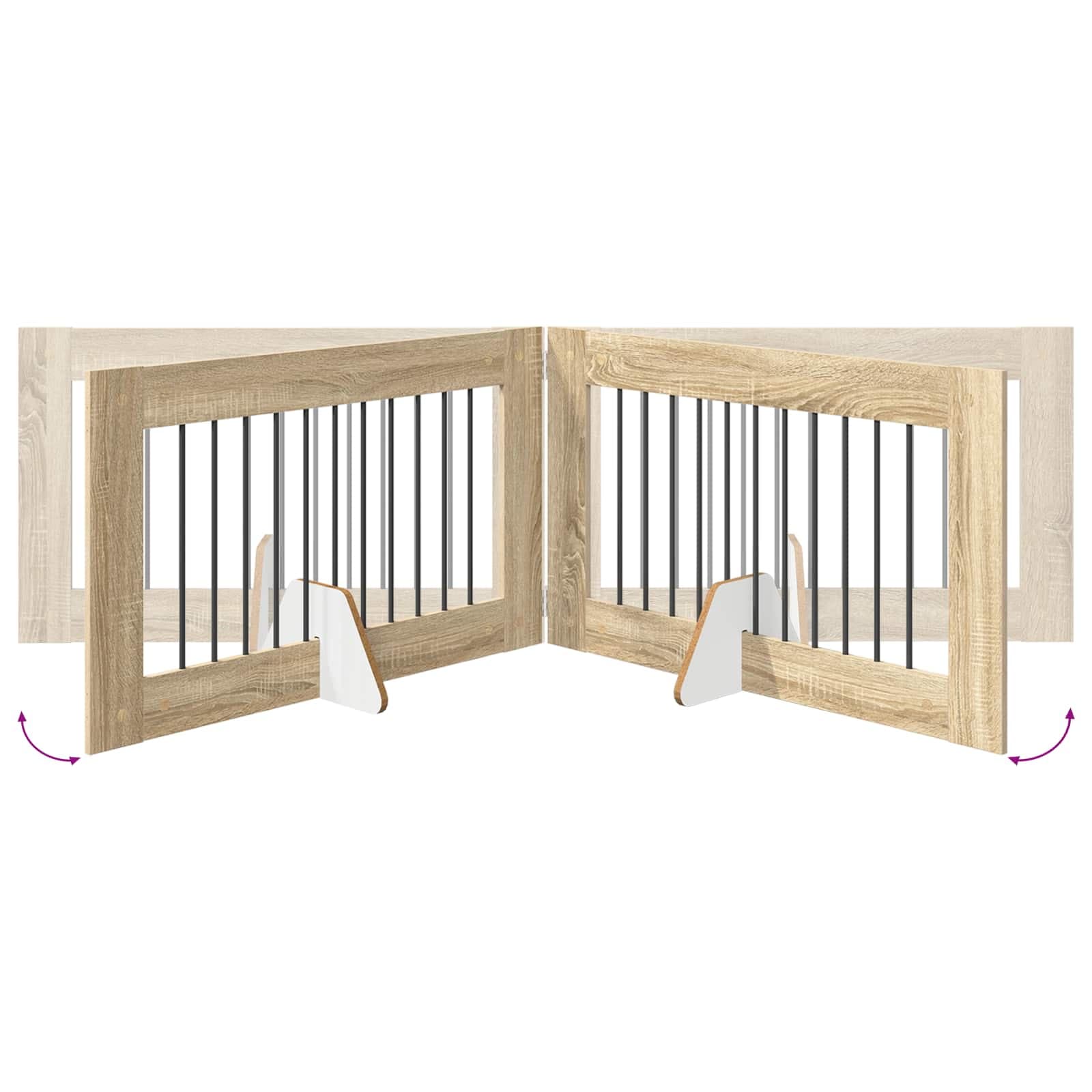 Cancello per cani pieghevole con supporti 4 pz Rovere Sonoma — miniatura 6 di 9