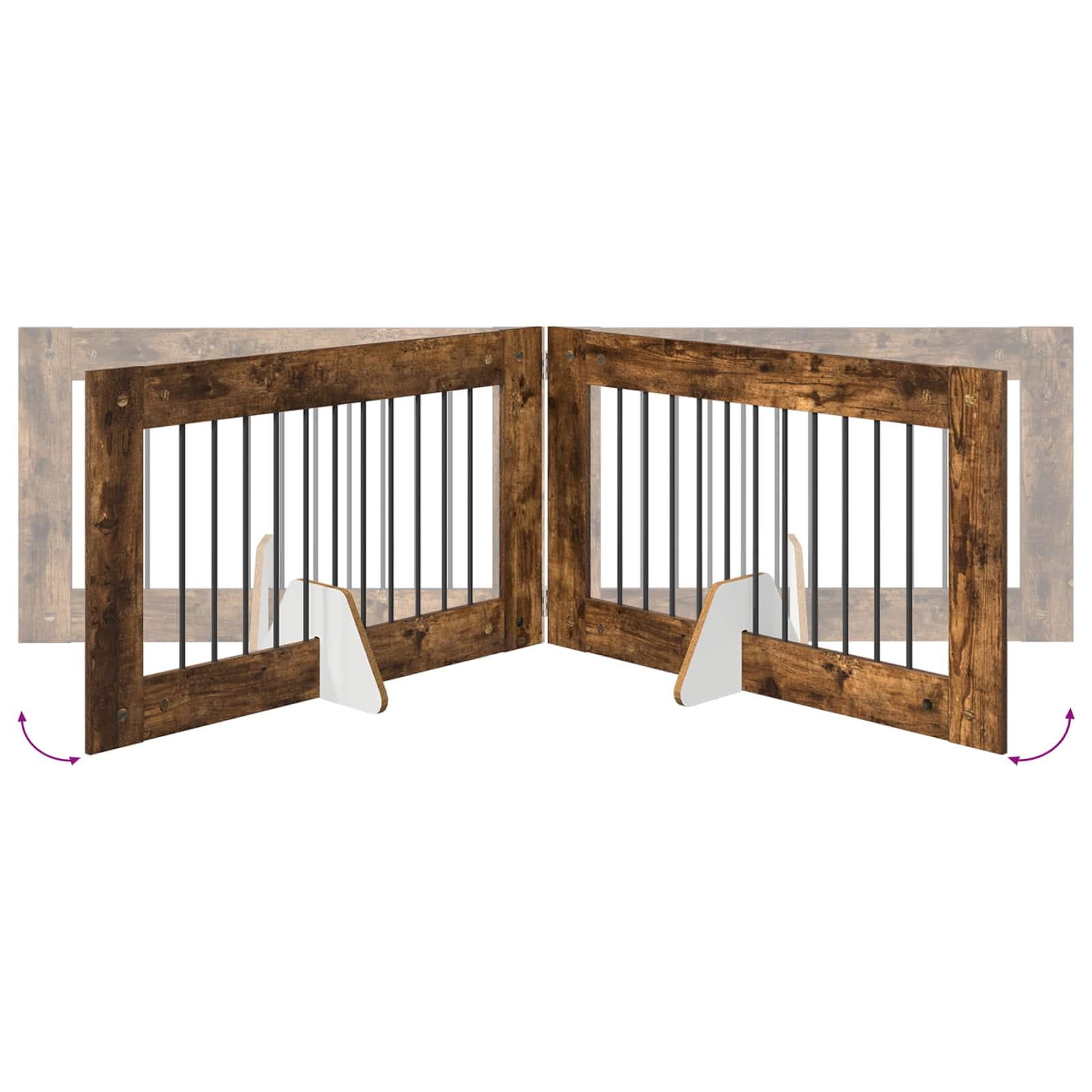 Cancello per cani pieghevole con supporti 4 pz Rovere Fumo — miniatura 6 di 9