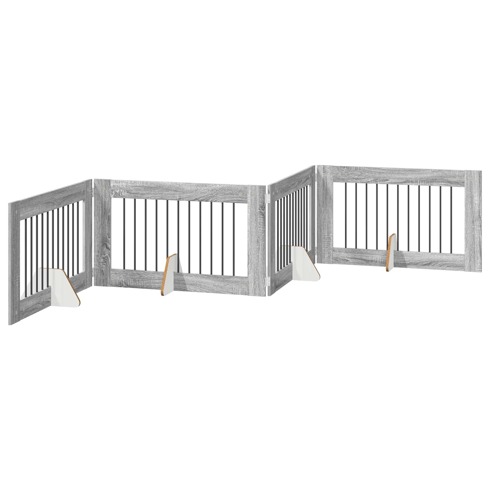 Cancello per cani pieghevole con supporti 4 pz Sonoma grigio — miniatura 2 di 9