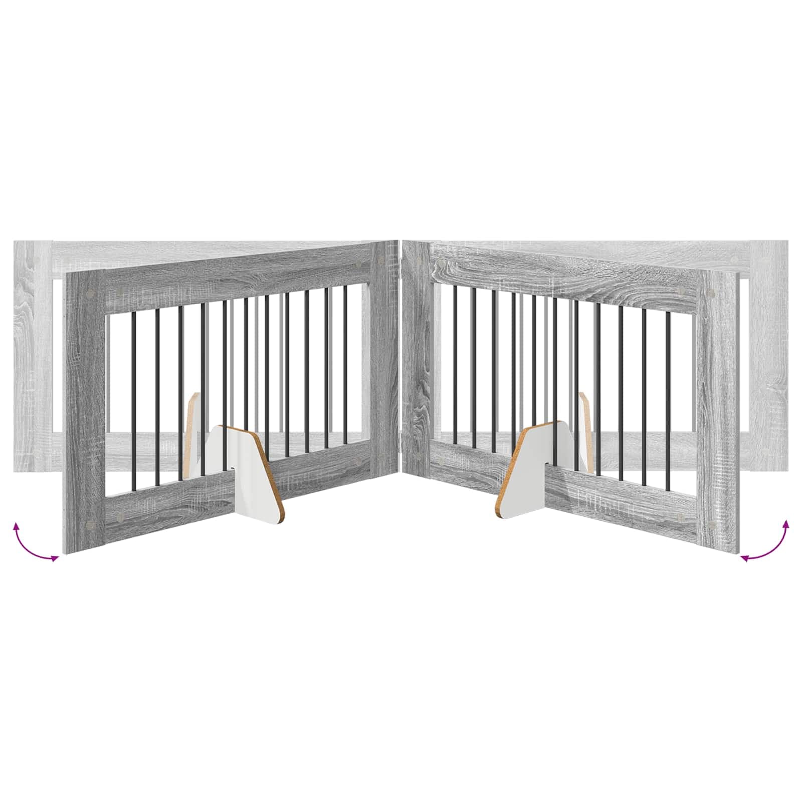 Cancello per cani pieghevole con supporti 4 pz Sonoma grigio — miniatura 6 di 9