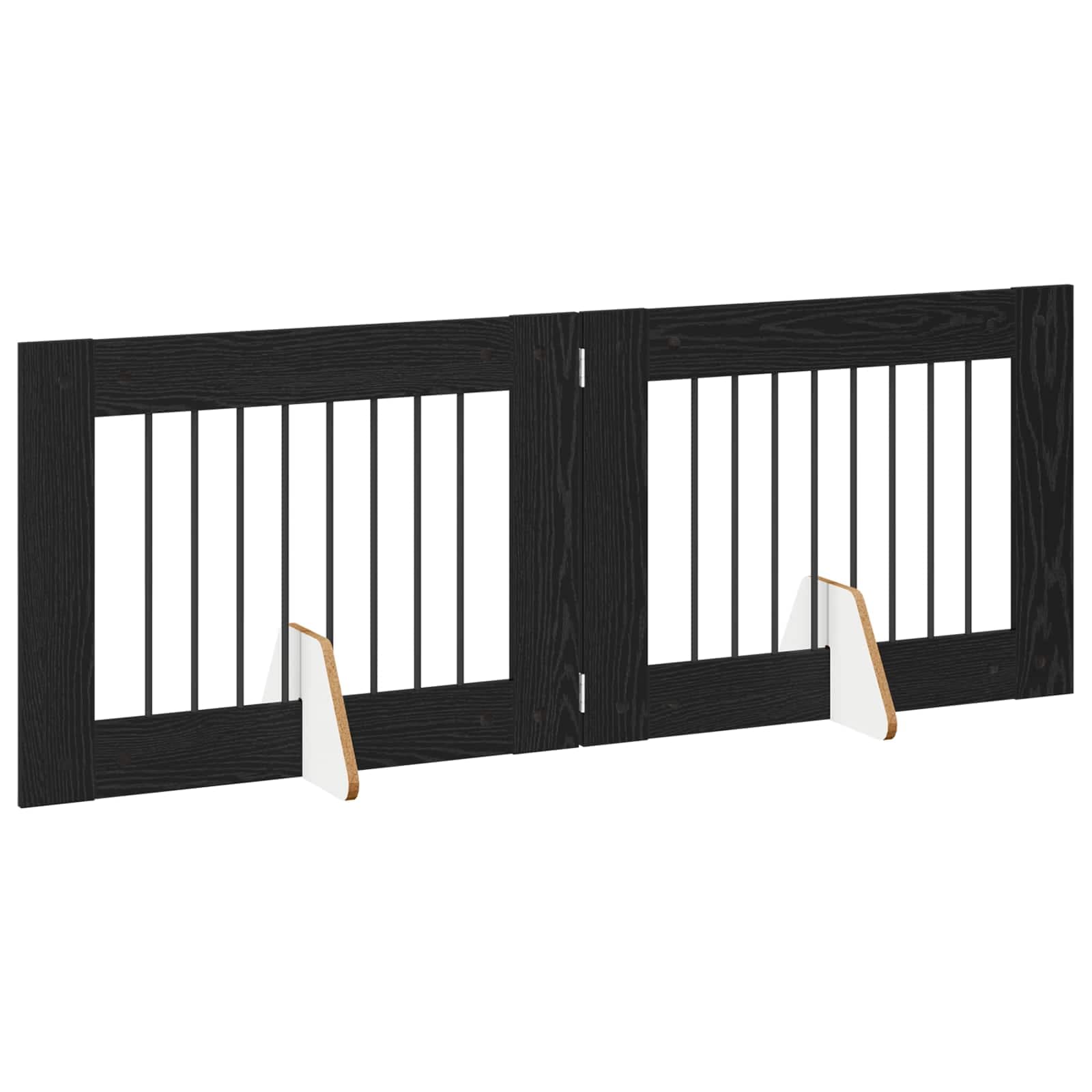 Cancello per cani pieghevole con supporti 2 pz Rovere Nero — miniatura 3 di 9