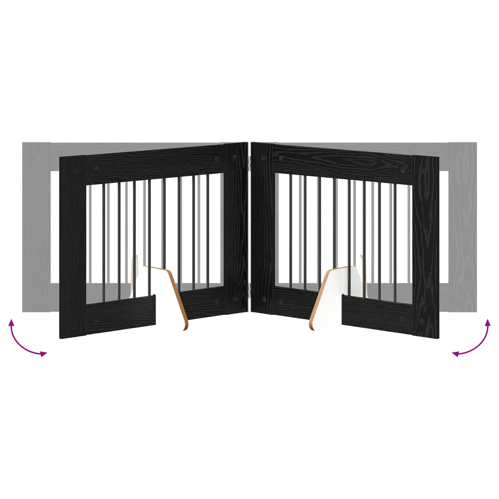 Cancello per cani pieghevole con supporti 2 pz Rovere Nero — miniatura 7 di 9