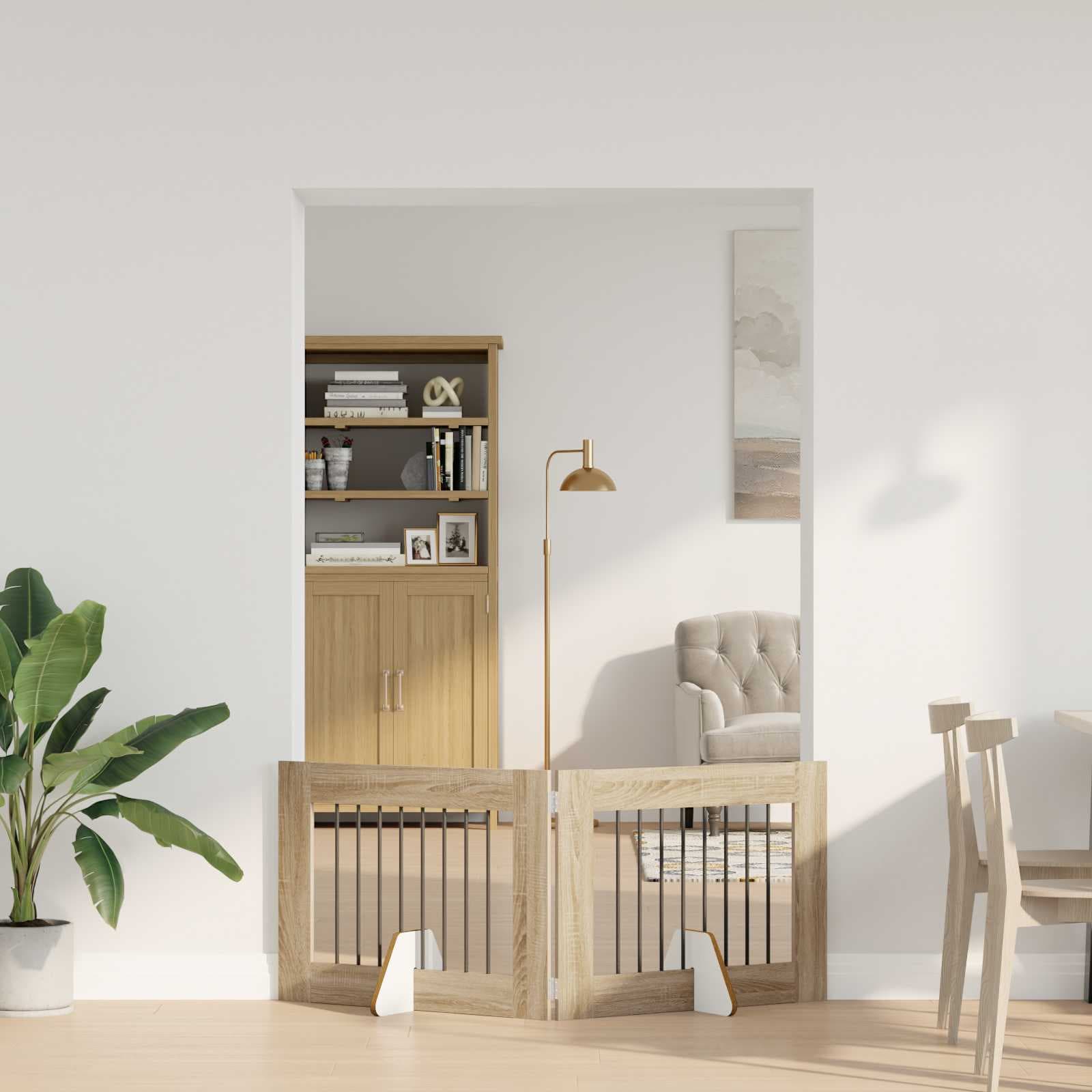 Cancello per cani pieghevole con supporti 2 pz Rovere Sonoma — miniatura 1 di 9