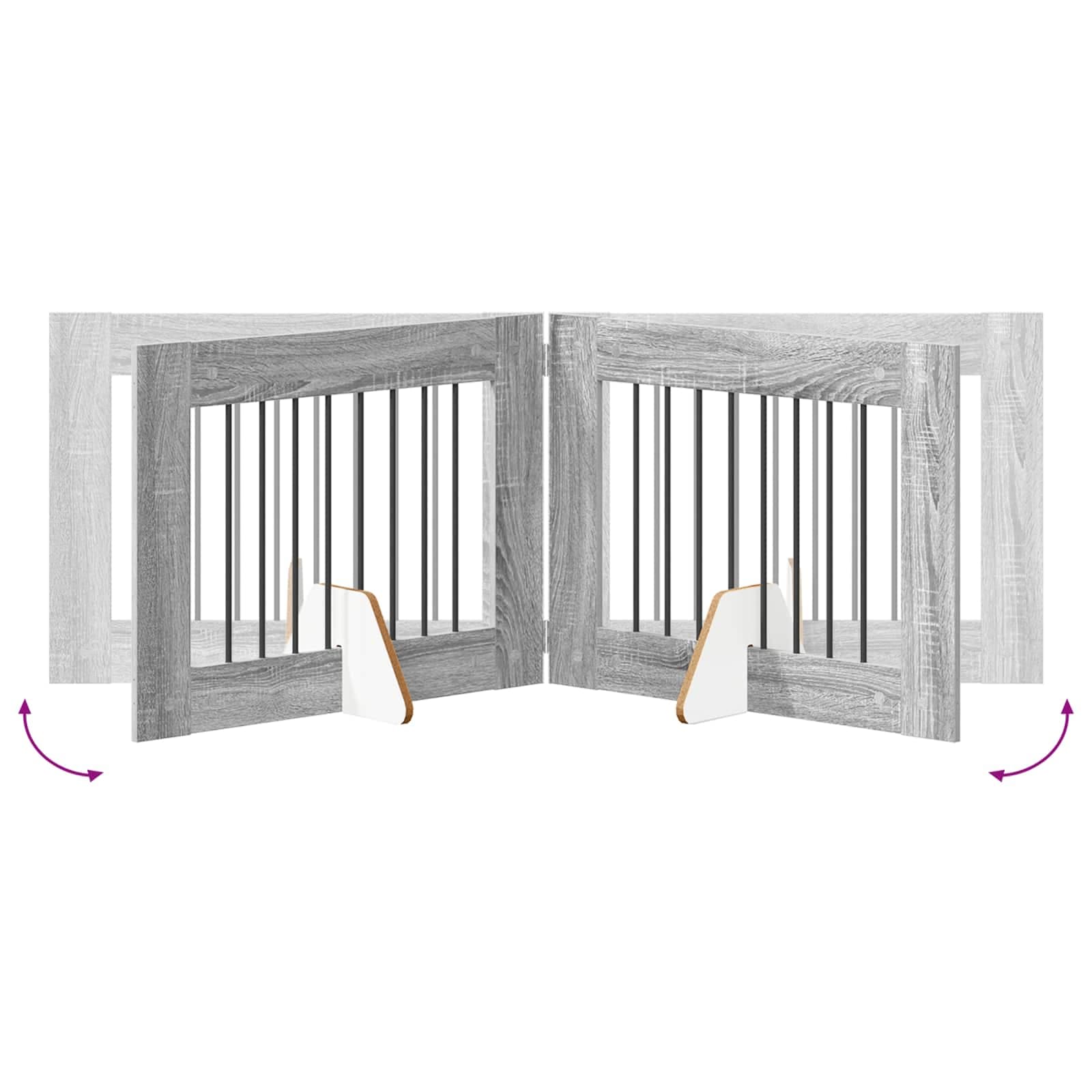 Cancello per cani pieghevole con supporti 2 pz Sonoma grigio — miniatura 7 di 9