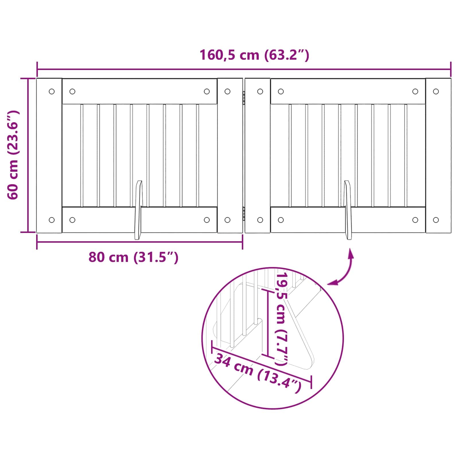 Cancello per cani pieghevole con supporti 2 pz 160,5 cm — miniatura 9 di 9