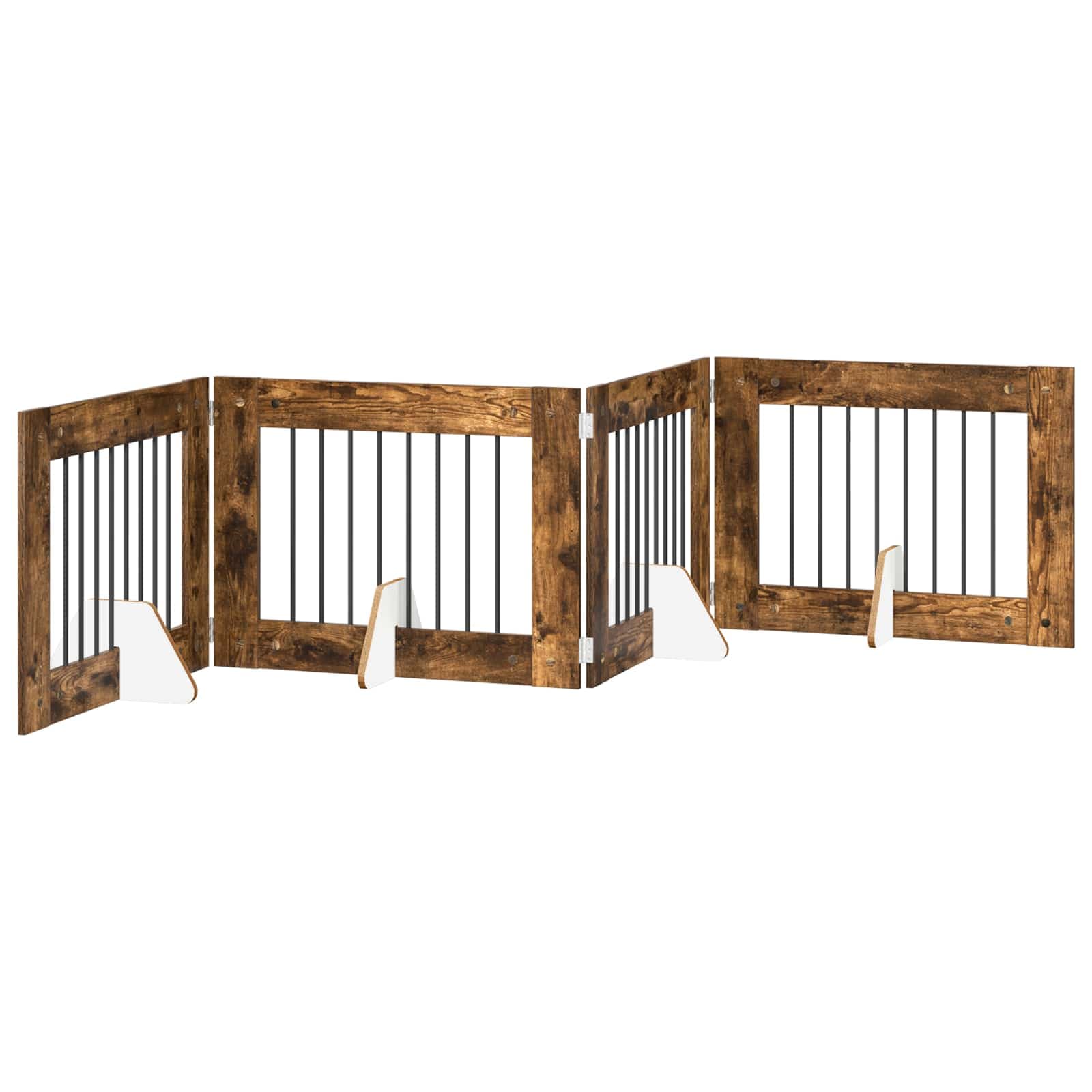 Cancello per cani pieghevole con supporti 4 pz Rovere Fumo — miniatura 2 di 9
