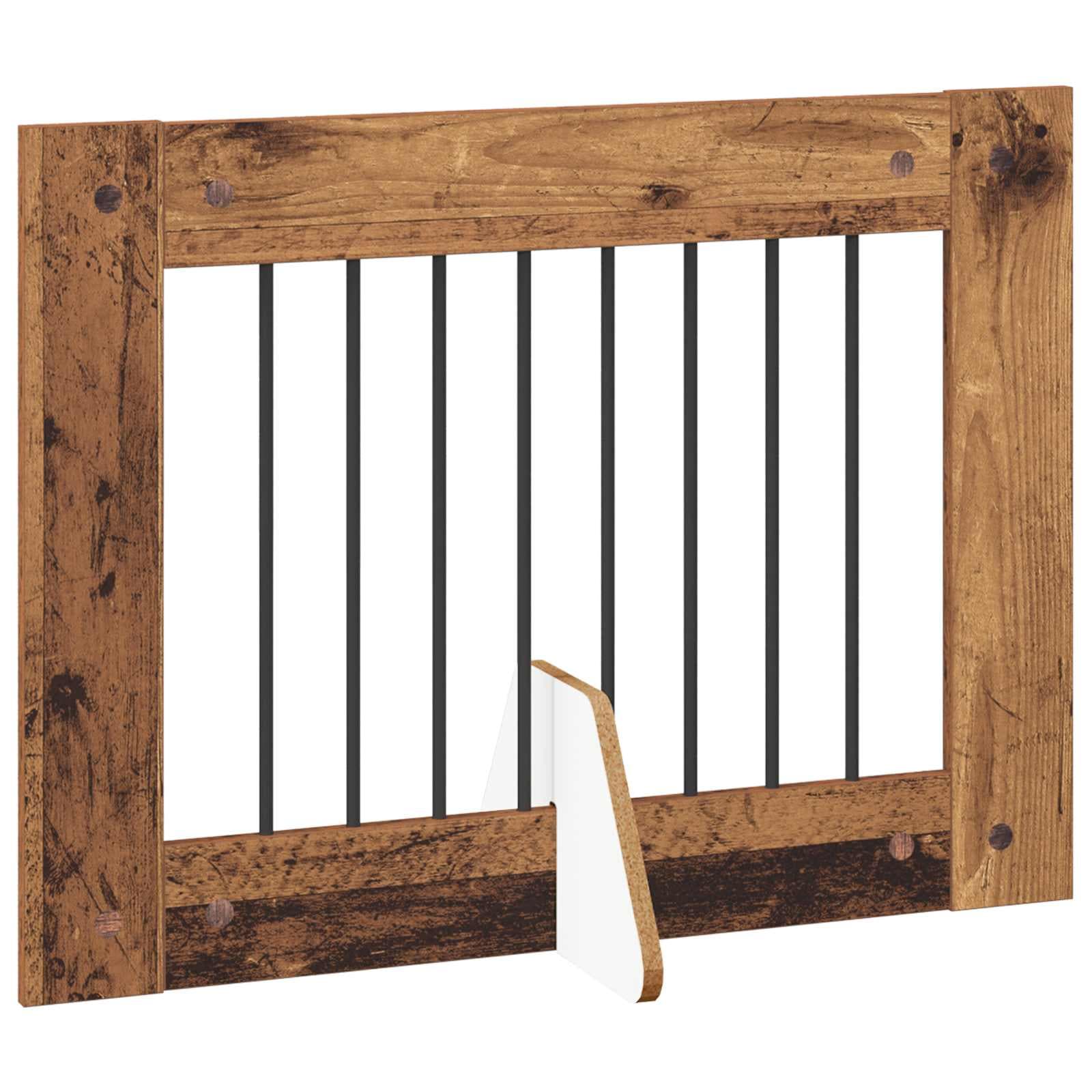 Cancello per cani pieghevole con supporti 4 pz Legno antico — miniatura 3 di 9