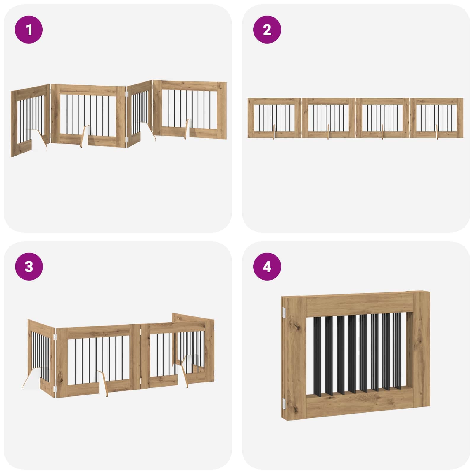 Cancello per cani pieghevole con supporti 4 pz 321 cm — miniatura 7 di 9