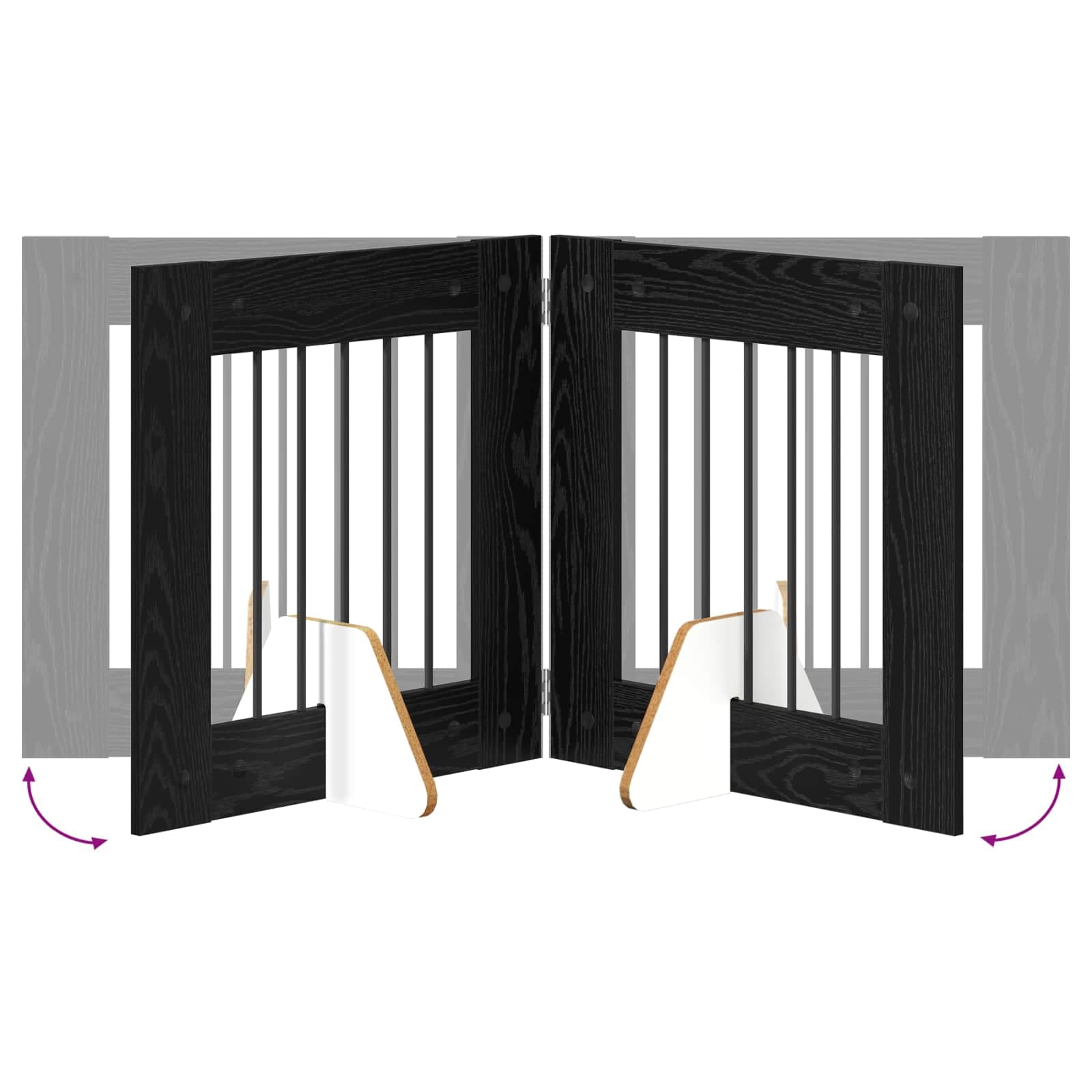 Cancello per cani pieghevole con supporti 2 pz Rovere Nero — miniatura 7 di 9