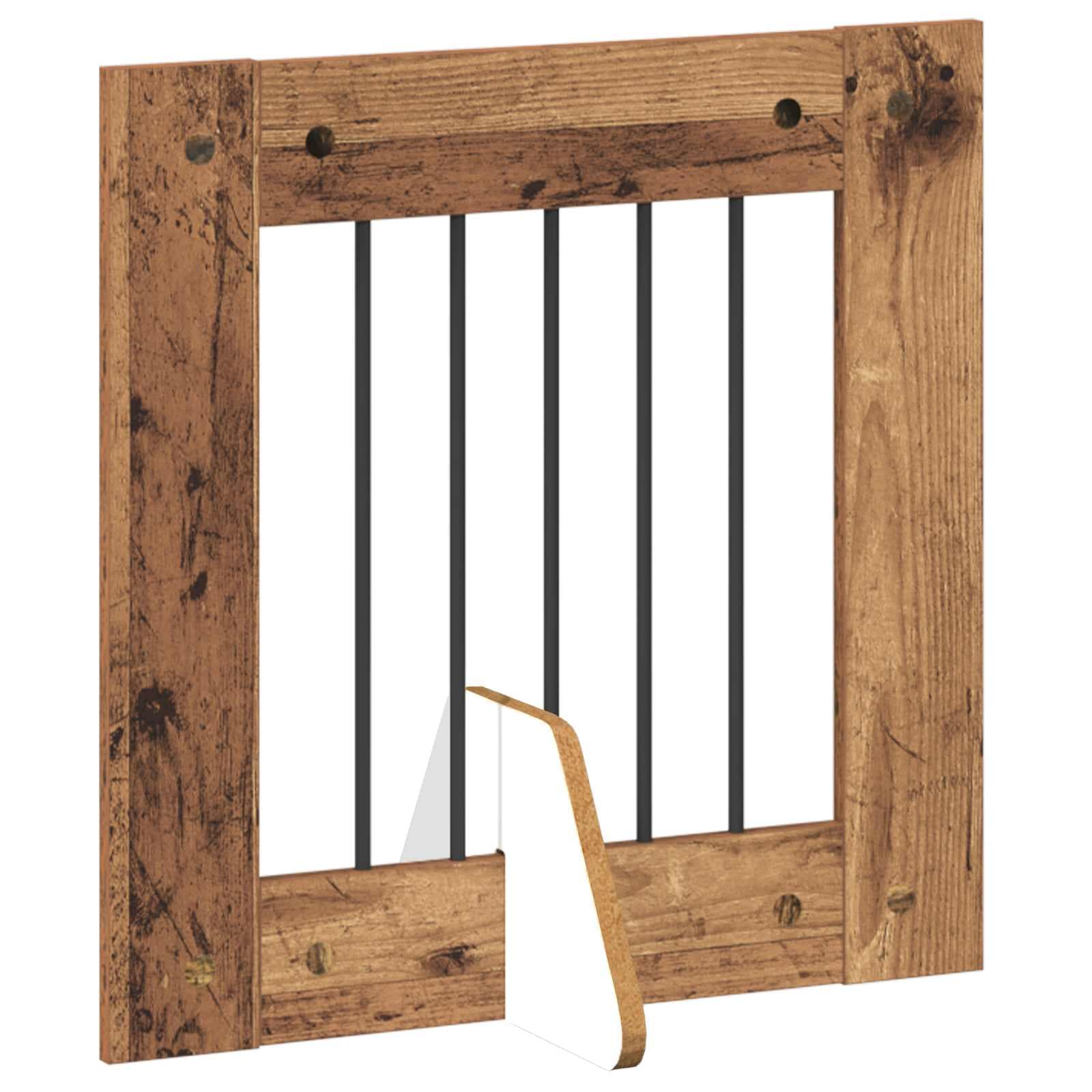 Cancello per cani pieghevole con supporti 2 pz Legno antico — miniatura 4 di 9