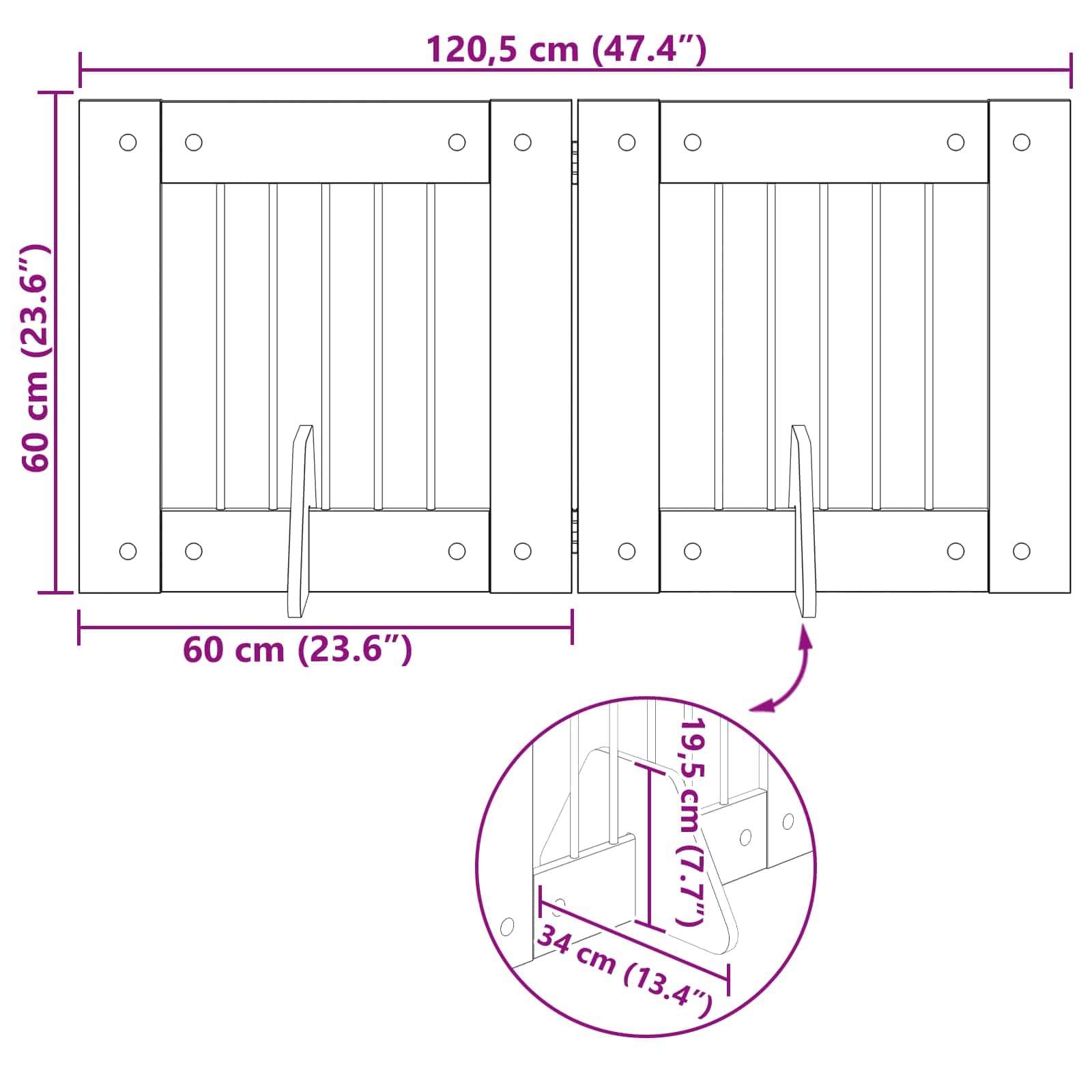 Cancello per cani pieghevole con supporti 2 pz 120,5 cm — miniatura 9 di 9