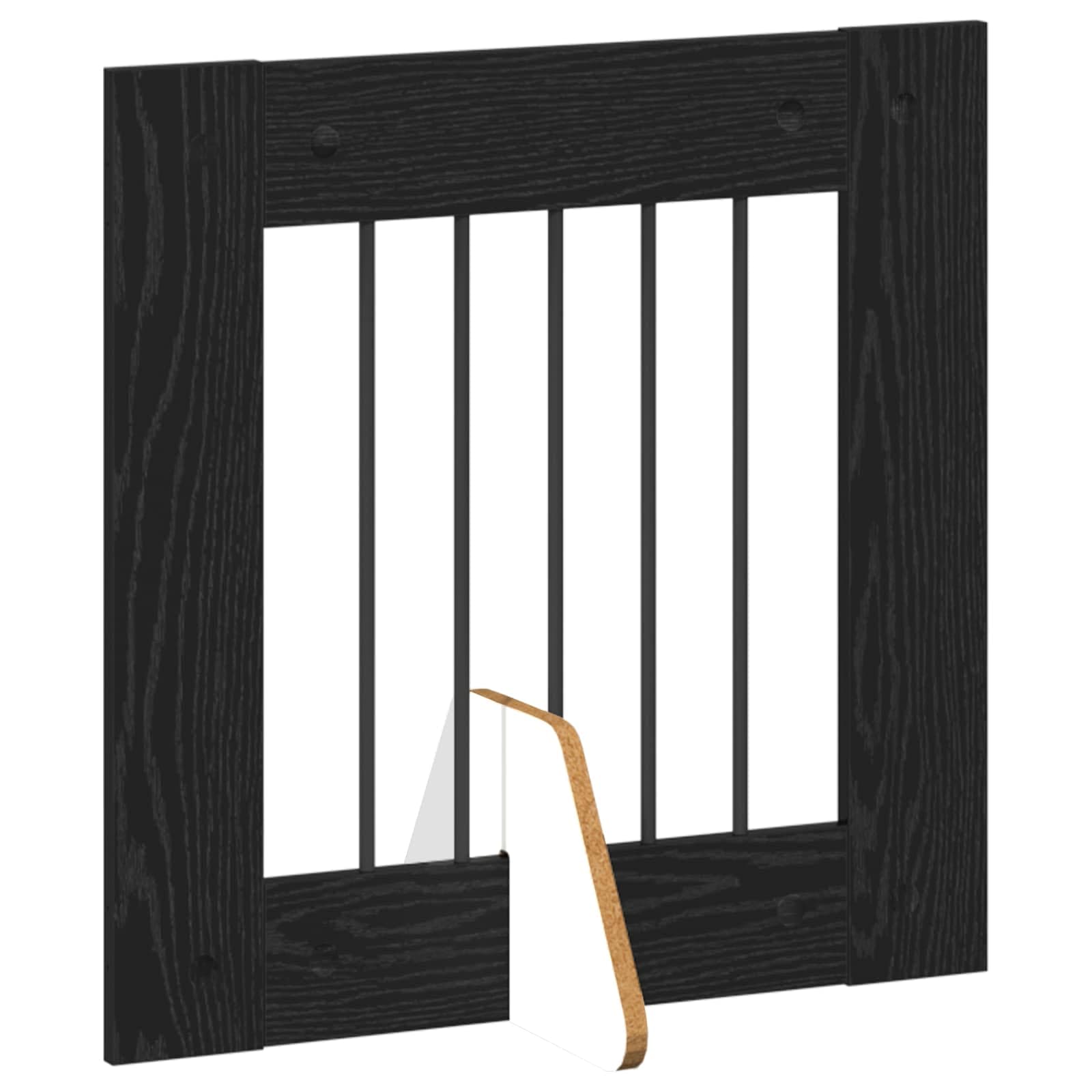 Cancello per cani pieghevole con supporti 6 pz Rovere Nero — miniatura 3 di 9