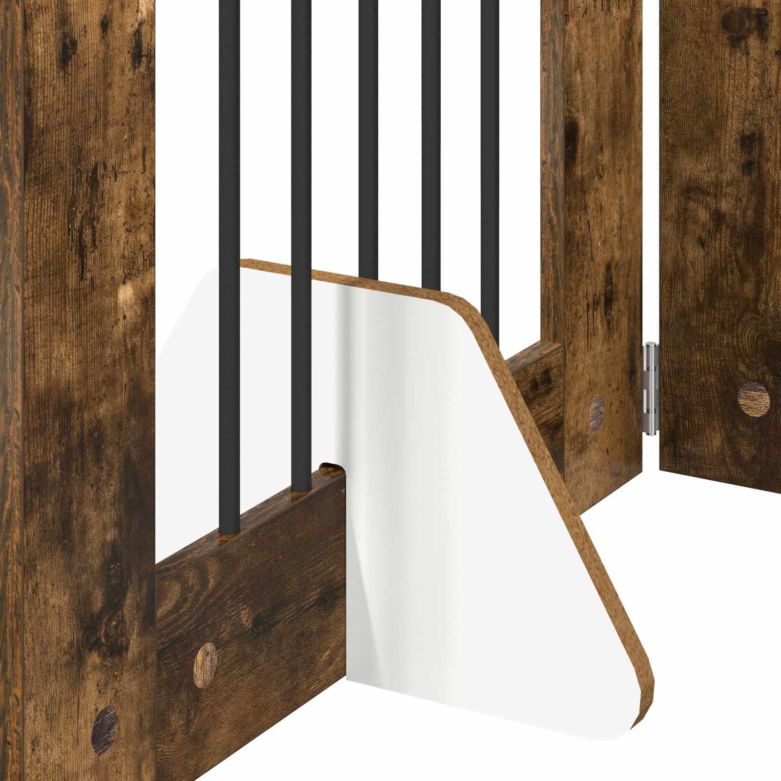Cancello per cani pieghevole con supporti 6 pz Rovere Fumo — miniatura 5 di 9
