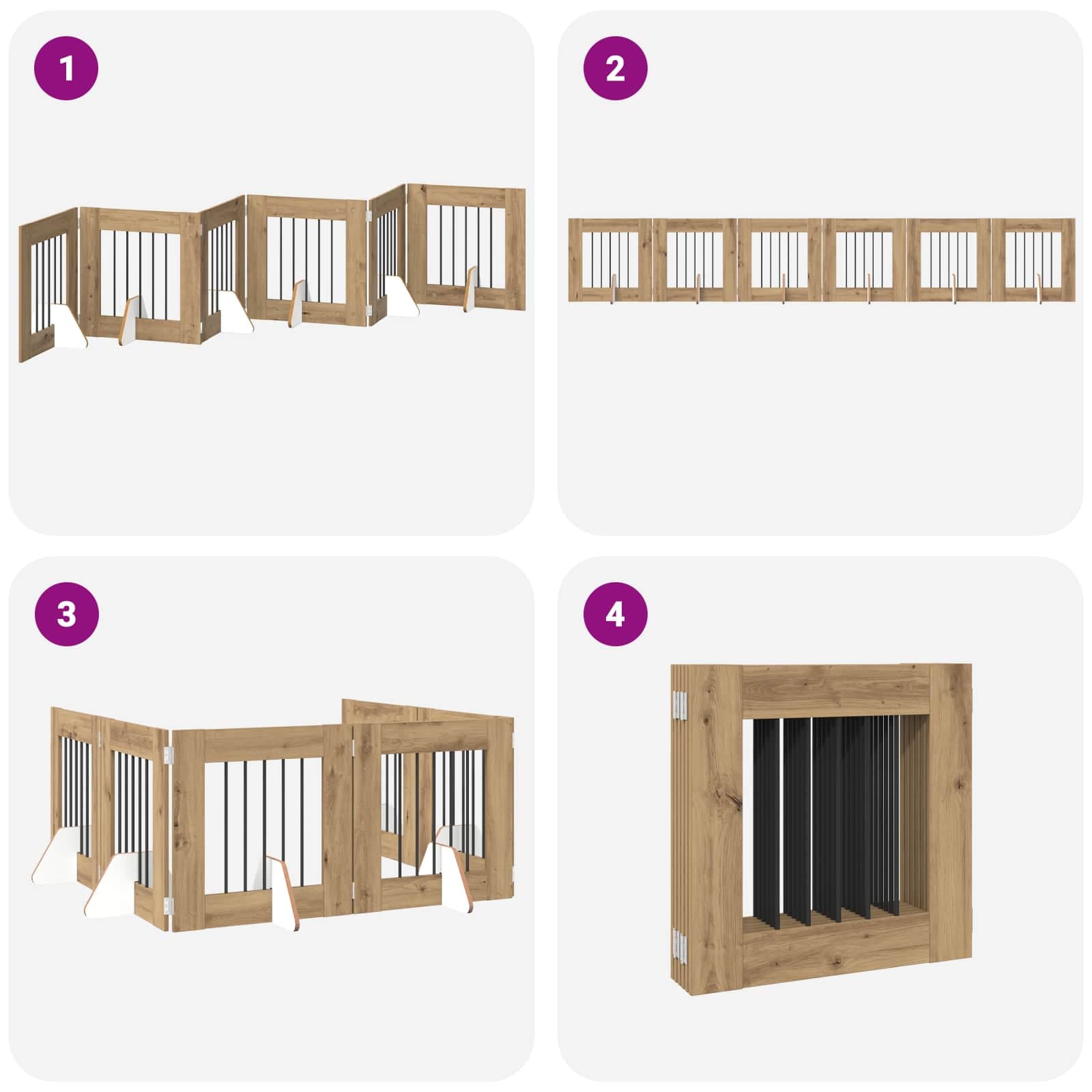 Cancello per cani pieghevole con supporti 6 pz 362 cm — miniatura 7 di 9