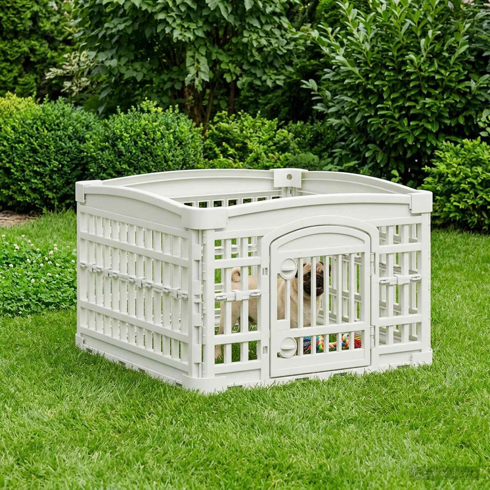 Parco giochi per cani a 4 pannelli 60 x 60 x 38 cm Plastica — miniatura 4 di 10