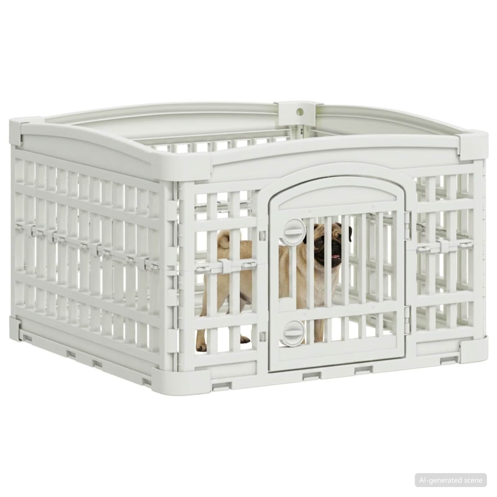 Parco giochi per cani a 4 pannelli 60 x 60 x 38 cm Plastica — miniatura 3 di 10