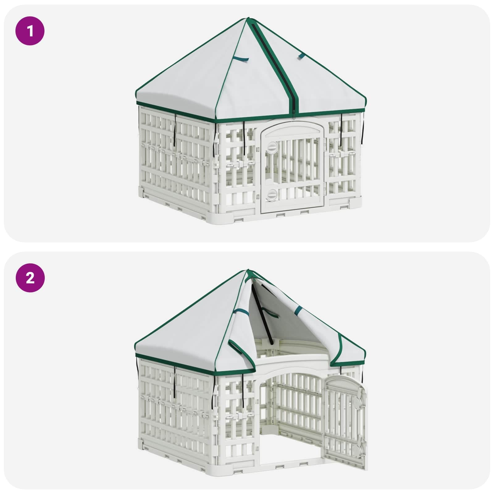 Pannello per cani a 4 sezioni con tetto 60 x 60 x 82 cm Bianco — miniatura 8 di 10