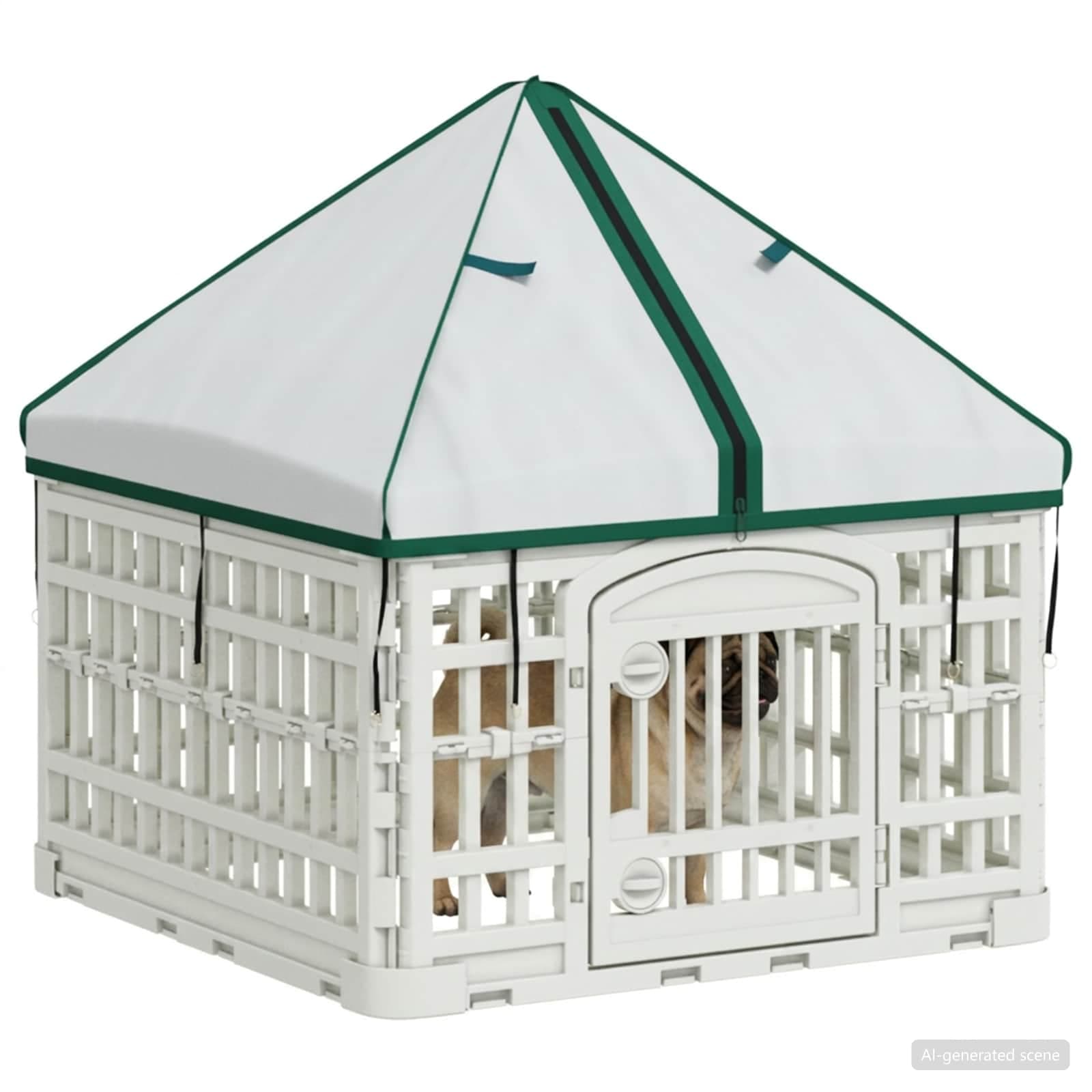 Pannello per cani a 4 sezioni con tetto 60 x 60 x 82 cm Bianco — miniatura 3 di 10