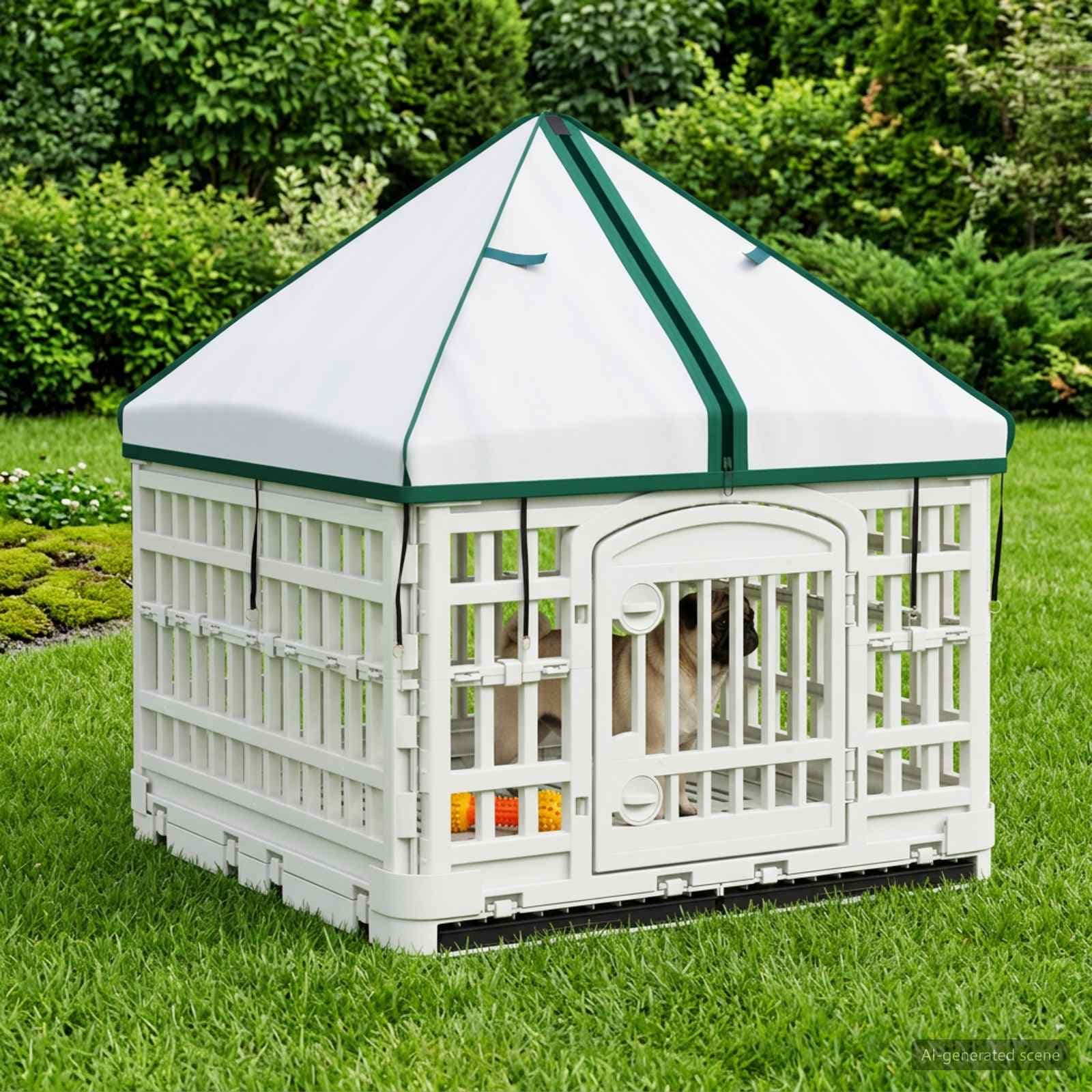 Pannello per cani a 4 sezioni con tetto 122 x 106,5 x 82 cm — miniatura 3 di 10
