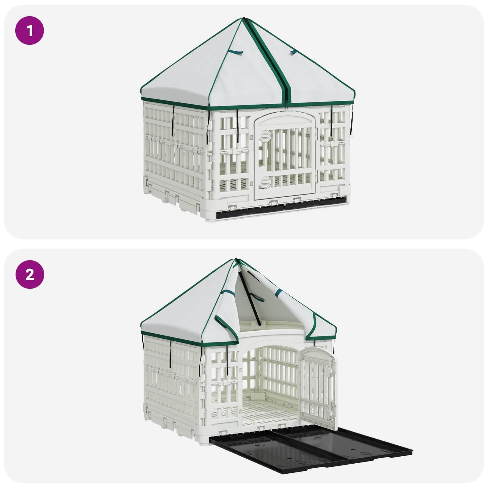 Pannello per cani a 4 sezioni con tetto 122 x 106,5 x 82 cm — miniatura 8 di 10