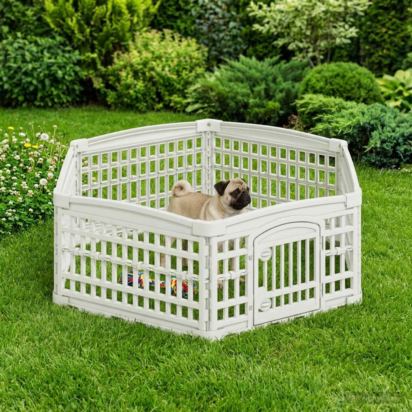 Panchetto per Cani a 6 Pannelli 122 x 106,5 x 40 cm Plastica — miniatura 4 di 10