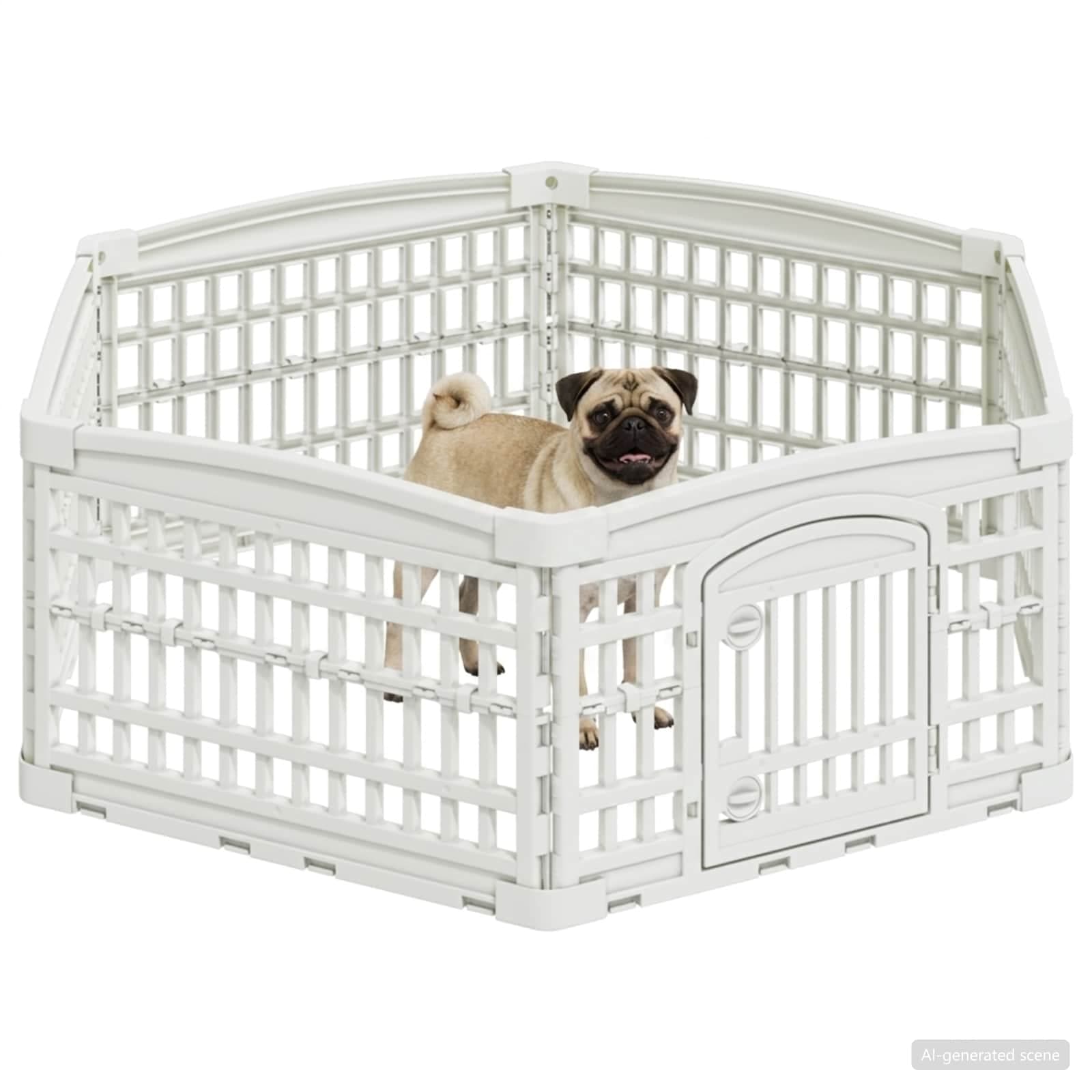 Panchetto per Cani a 6 Pannelli 122 x 106,5 x 40 cm Plastica — miniatura 3 di 10