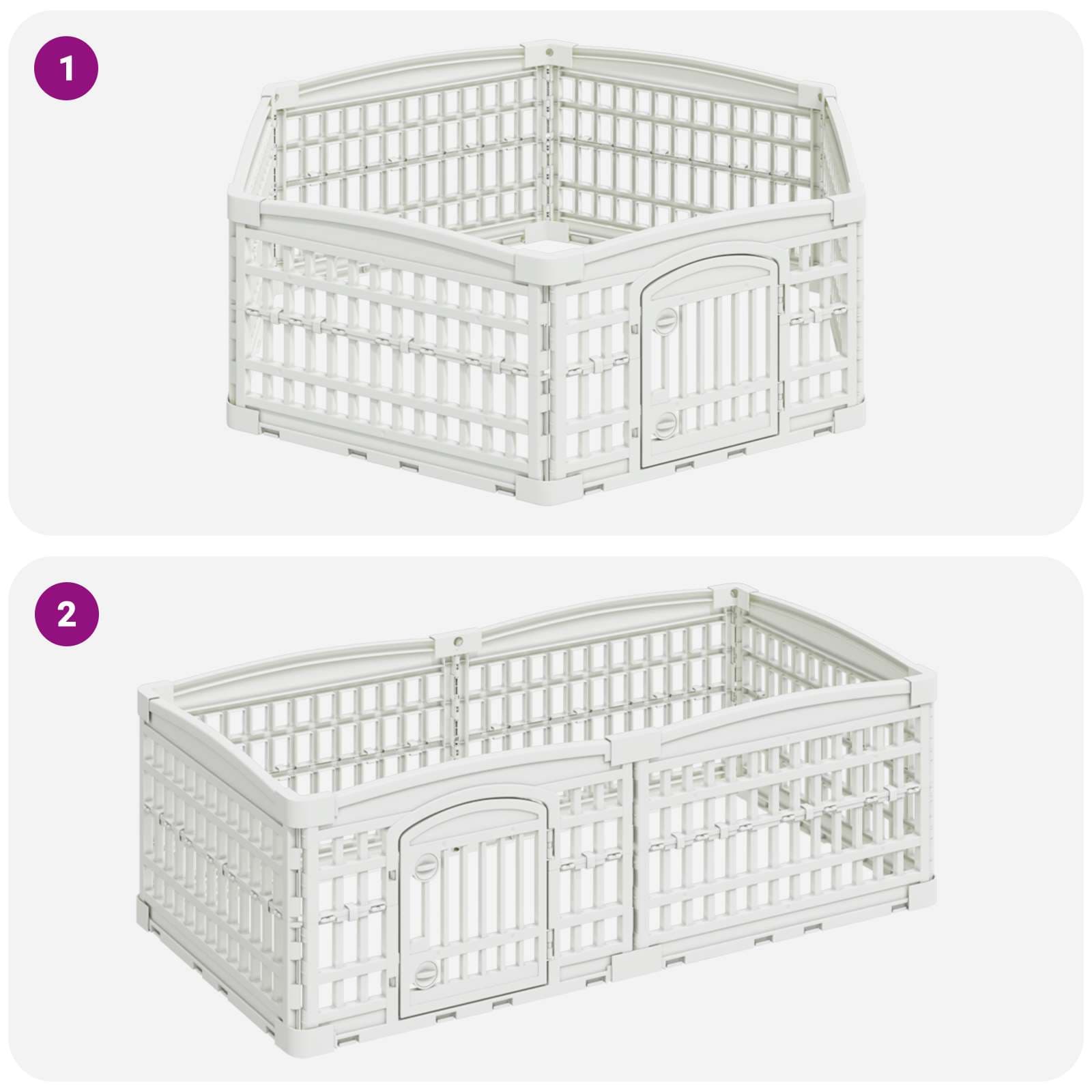 Panchetto per Cani a 6 Pannelli 122 x 106,5 x 40 cm Plastica — miniatura 8 di 10