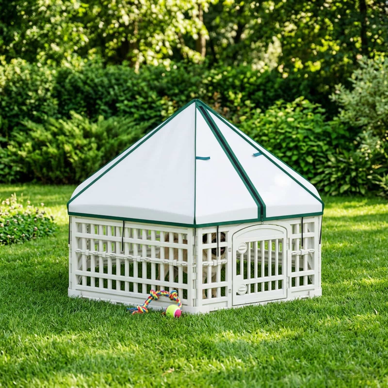 Panchetto per Cani a 6 Pannelli 122 x 106,5 x 82 cm Plastica — miniatura 4 di 10