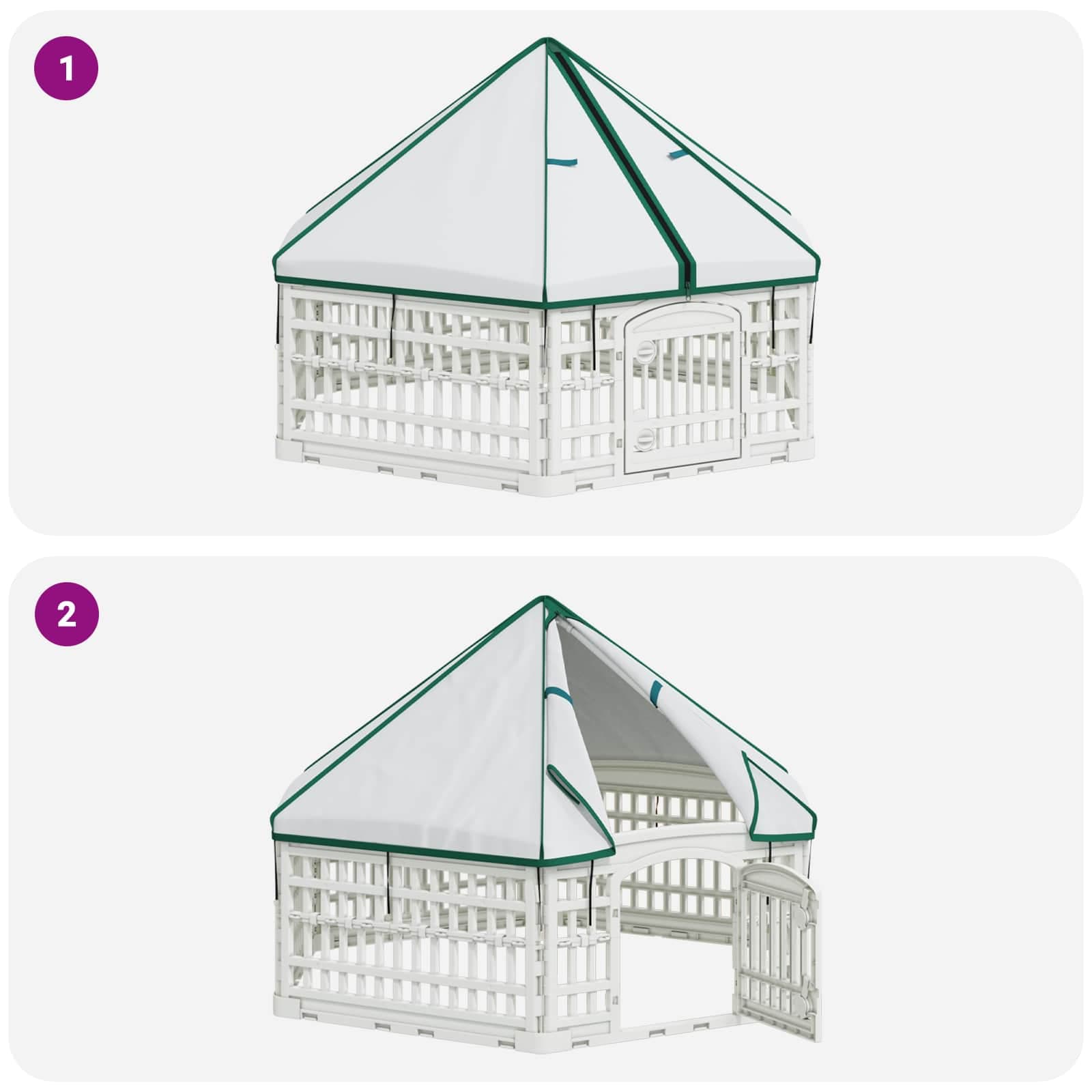 Panchetto per Cani a 6 Pannelli 122 x 106,5 x 82 cm Plastica — miniatura 8 di 10