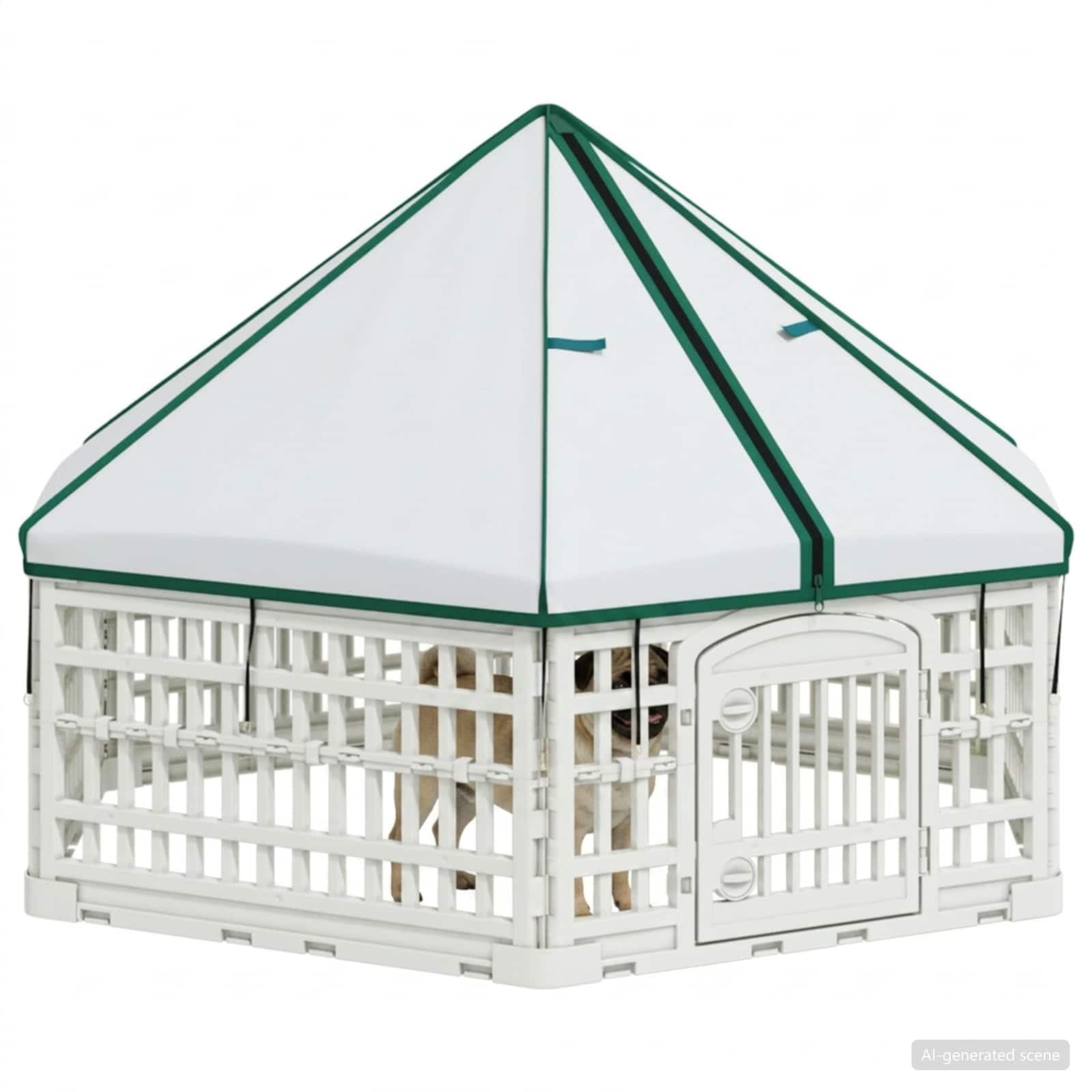 Panchetto per Cani a 6 Pannelli 122 x 106,5 x 82 cm Plastica — miniatura 3 di 10