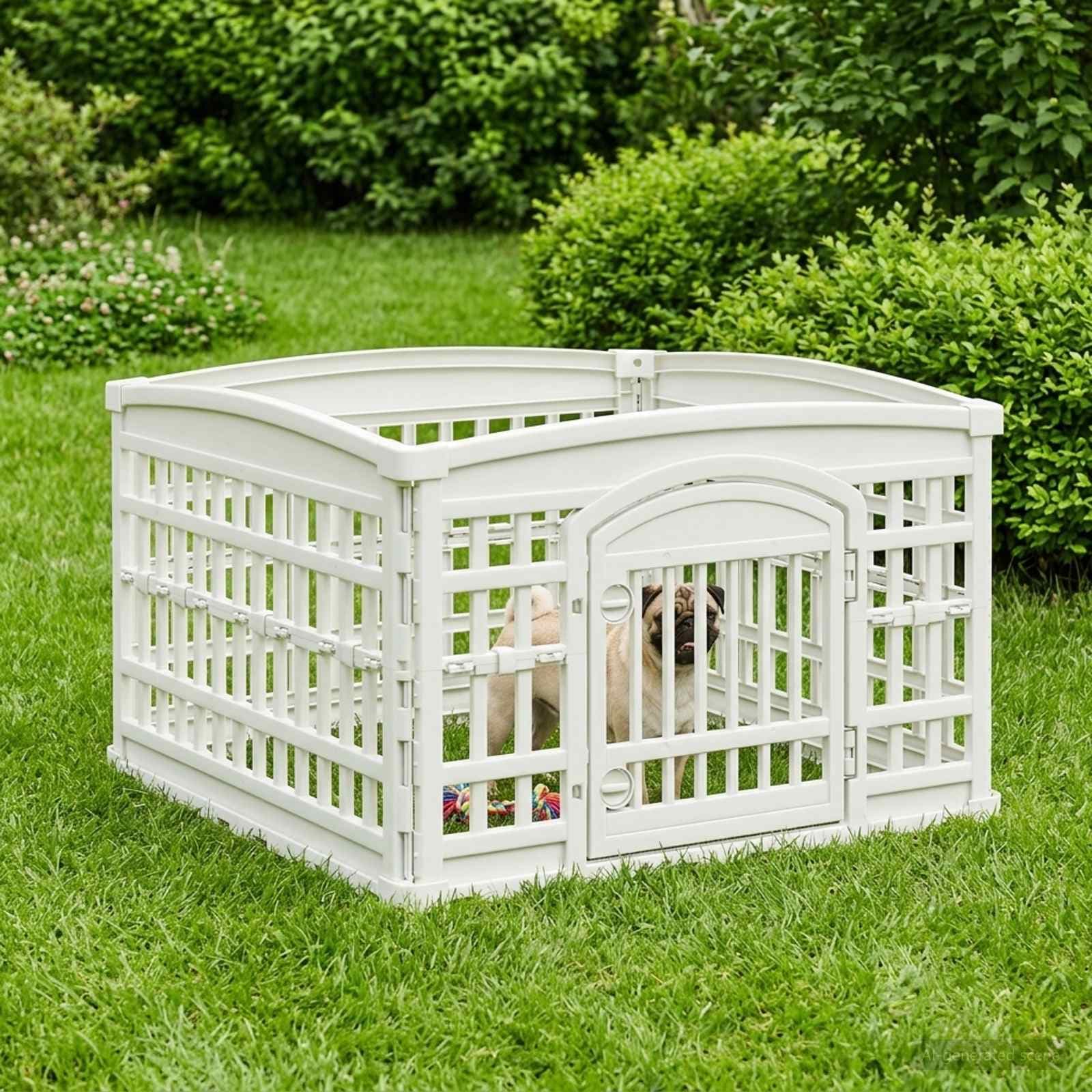 Parco giochi per cani a 4 pannelli 88 x 88 x 56 cm Plastica — miniatura 4 di 10
