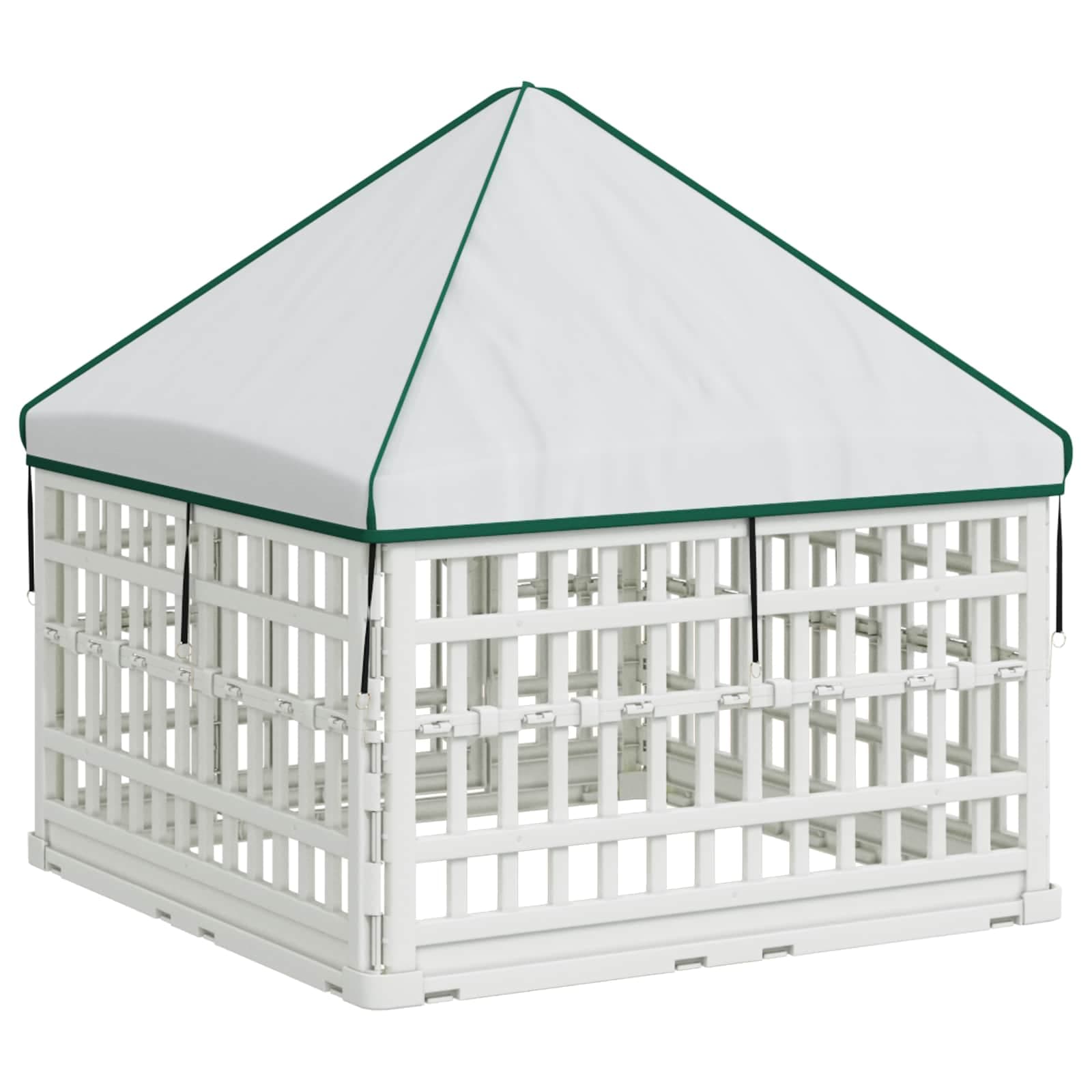Pannello per cani a 4 sezioni con tetto 88 x 88 x 112 cm Bianco — miniatura 6 di 10