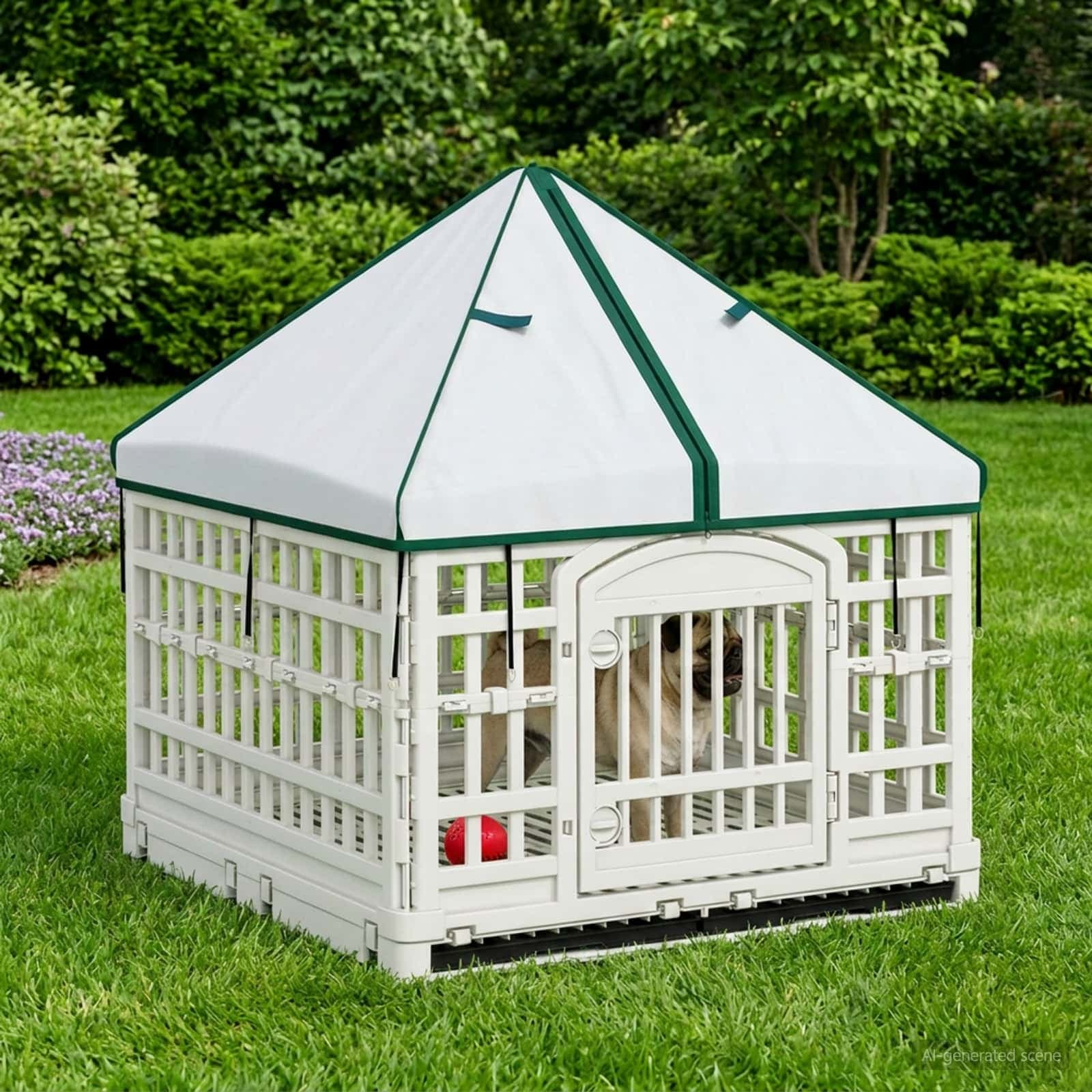 Pannello per cani a 4 sezioni con tetto 177,5 x 154,5 x 112 cm — miniatura 3 di 10