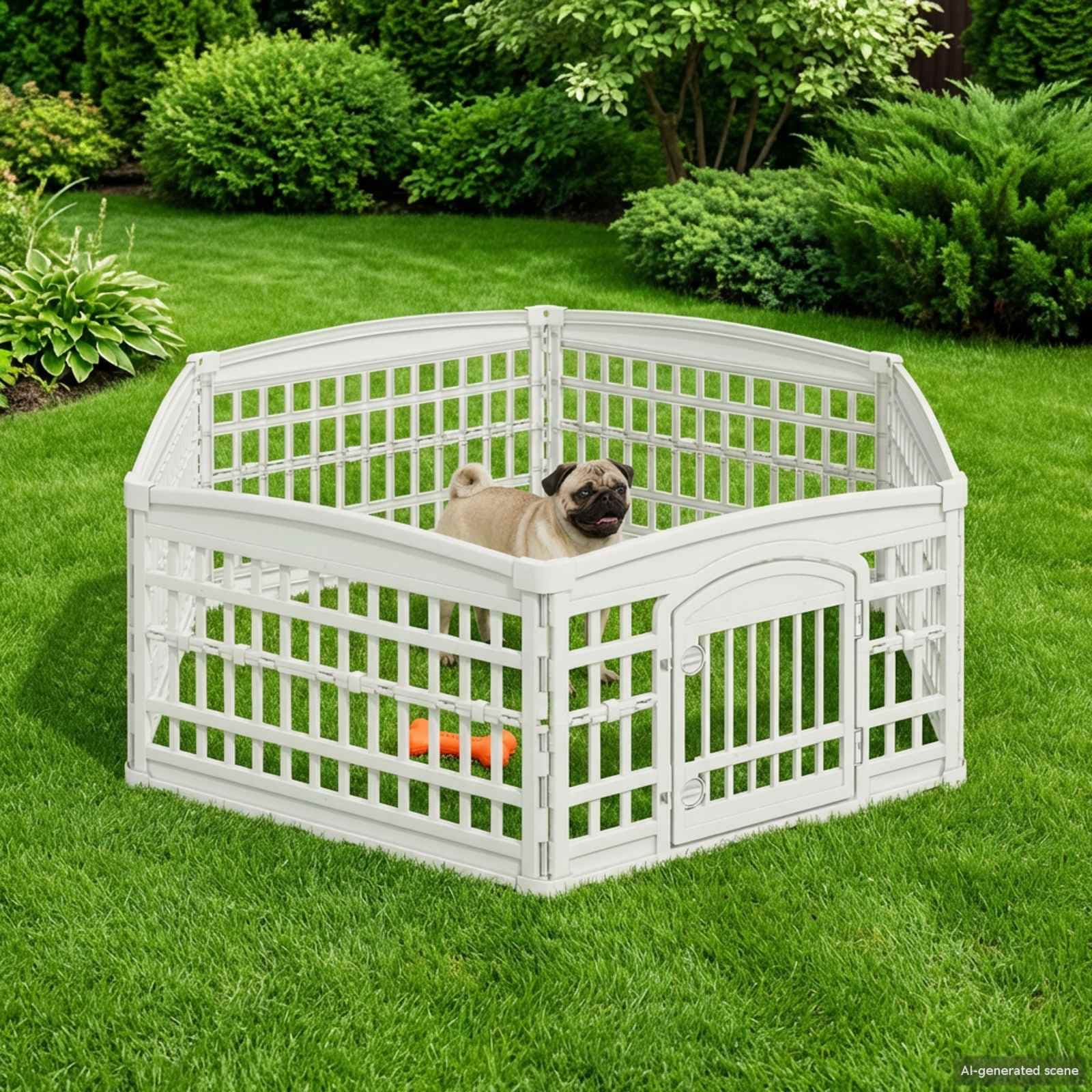 Panchetto per Cani a 6 Pannelli 177,5 x 154,5 x 58 cm Plastica — miniatura 4 di 10