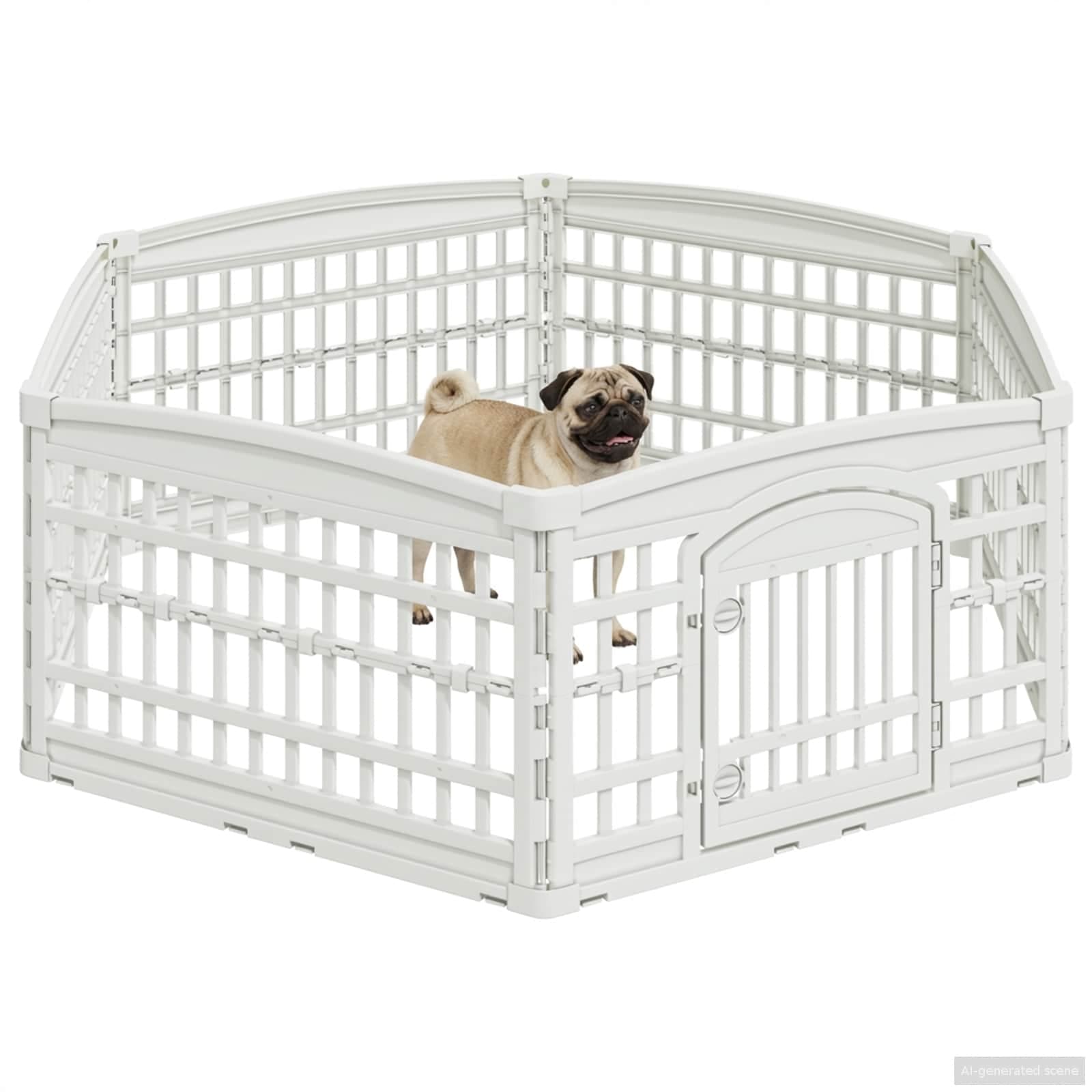Panchetto per Cani a 6 Pannelli 177,5 x 154,5 x 58 cm Plastica — miniatura 3 di 10