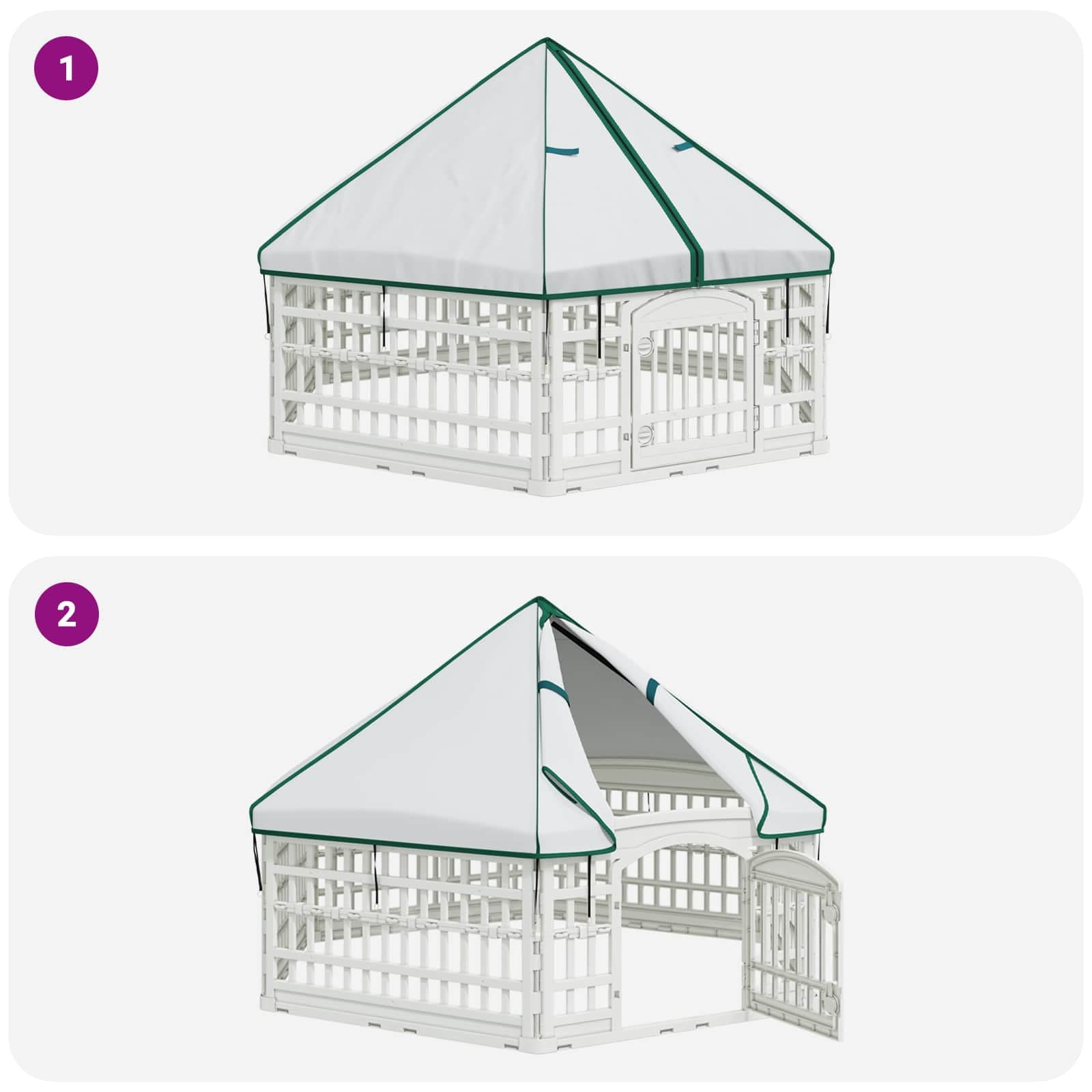 Panchetto per Cani a 6 Pannelli 177,5 x 154,5 x 112 cm Plastica — miniatura 8 di 10
