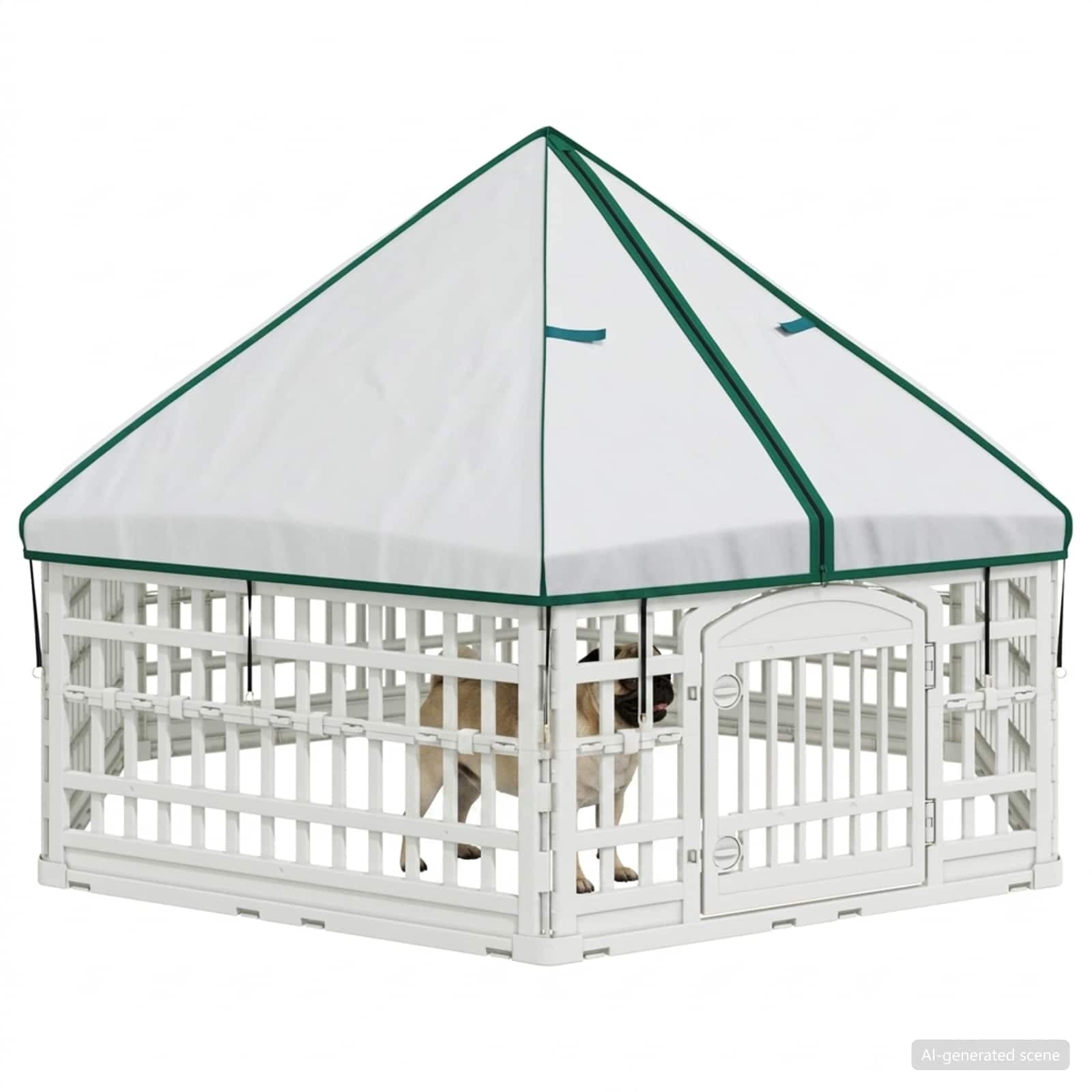 Panchetto per Cani a 6 Pannelli 177,5 x 154,5 x 112 cm Plastica — miniatura 3 di 10