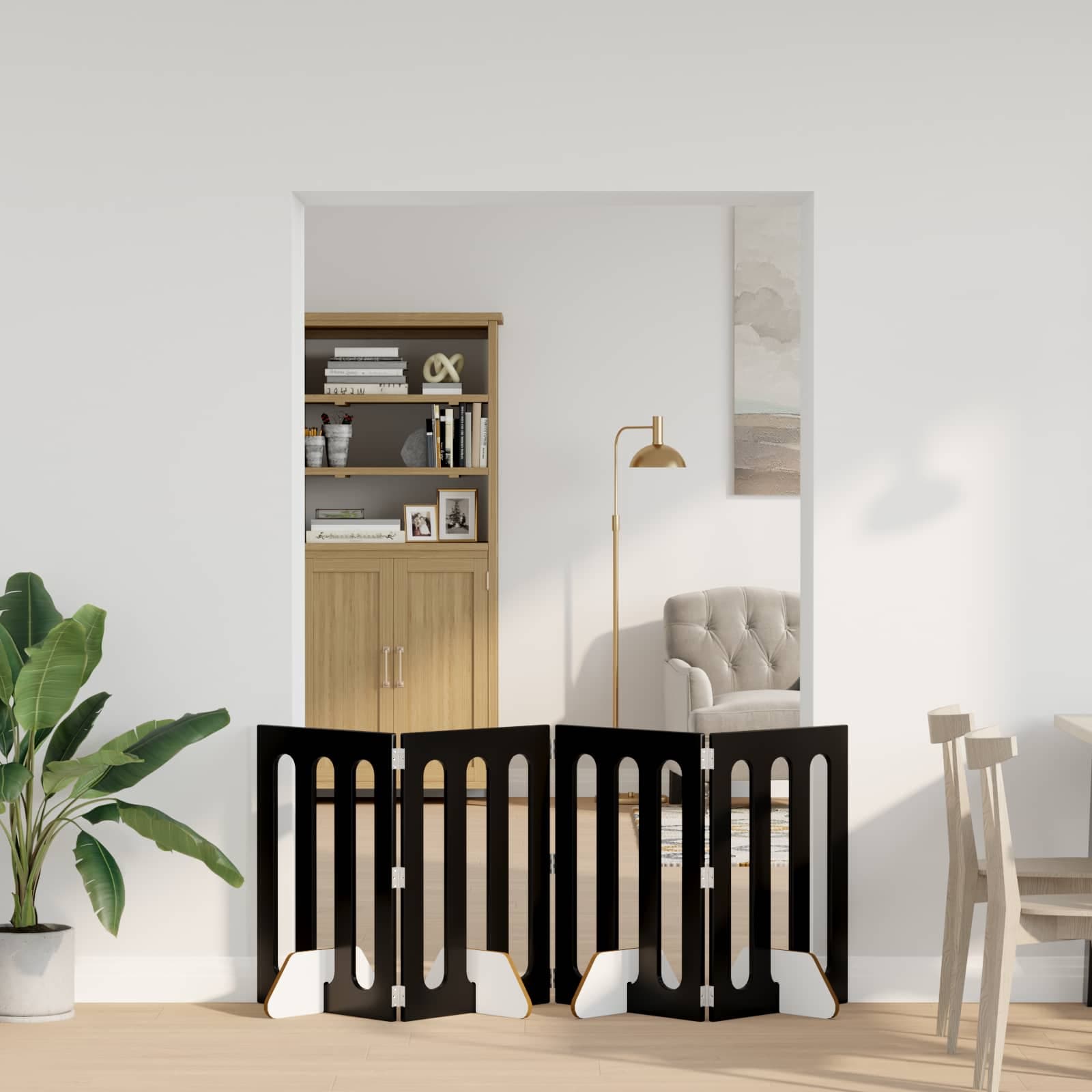 Recinto pieghevole per animali 4 pz Rovere Nero — miniatura 1 di 10