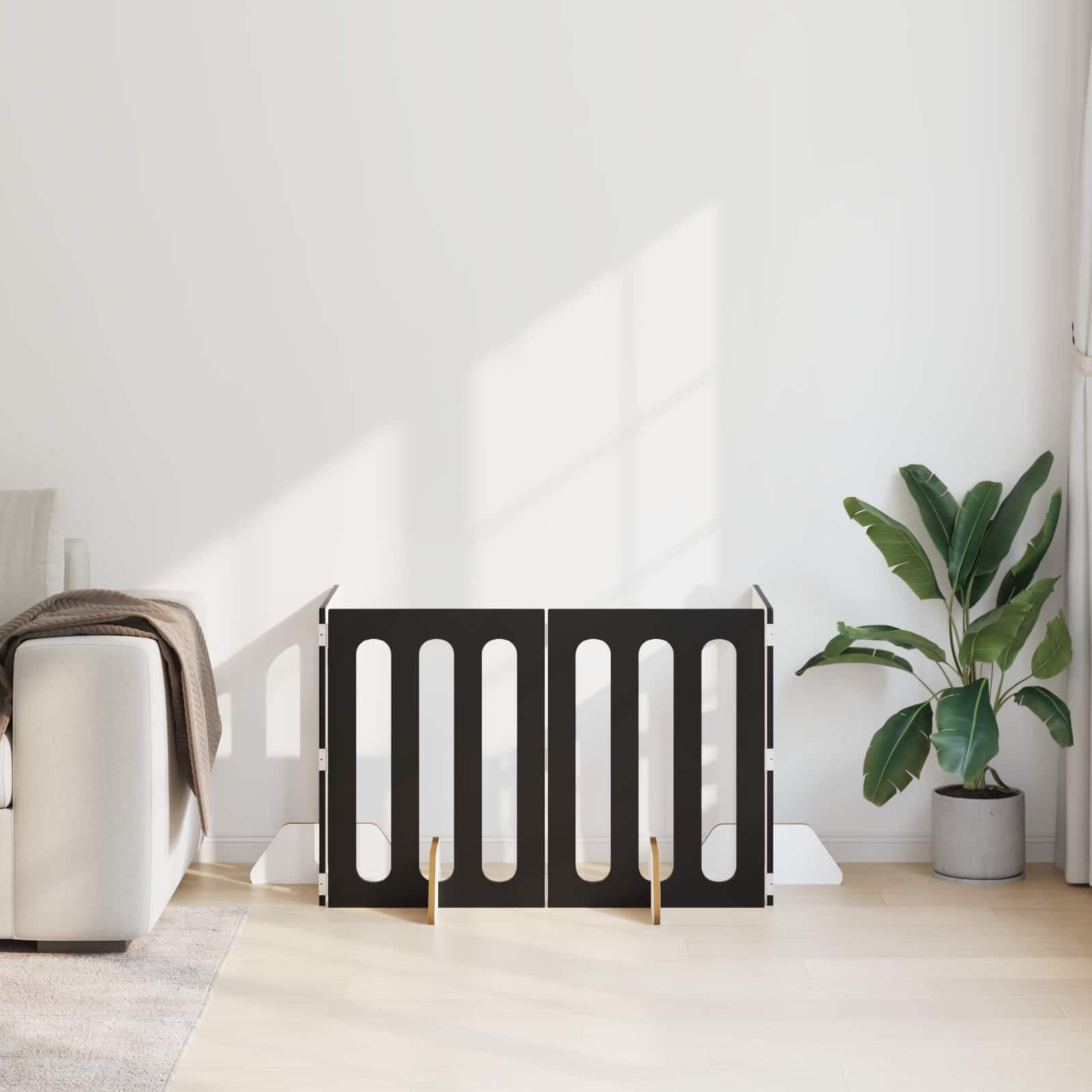 Recinto pieghevole per animali 4 pz Rovere Nero — miniatura 3 di 10