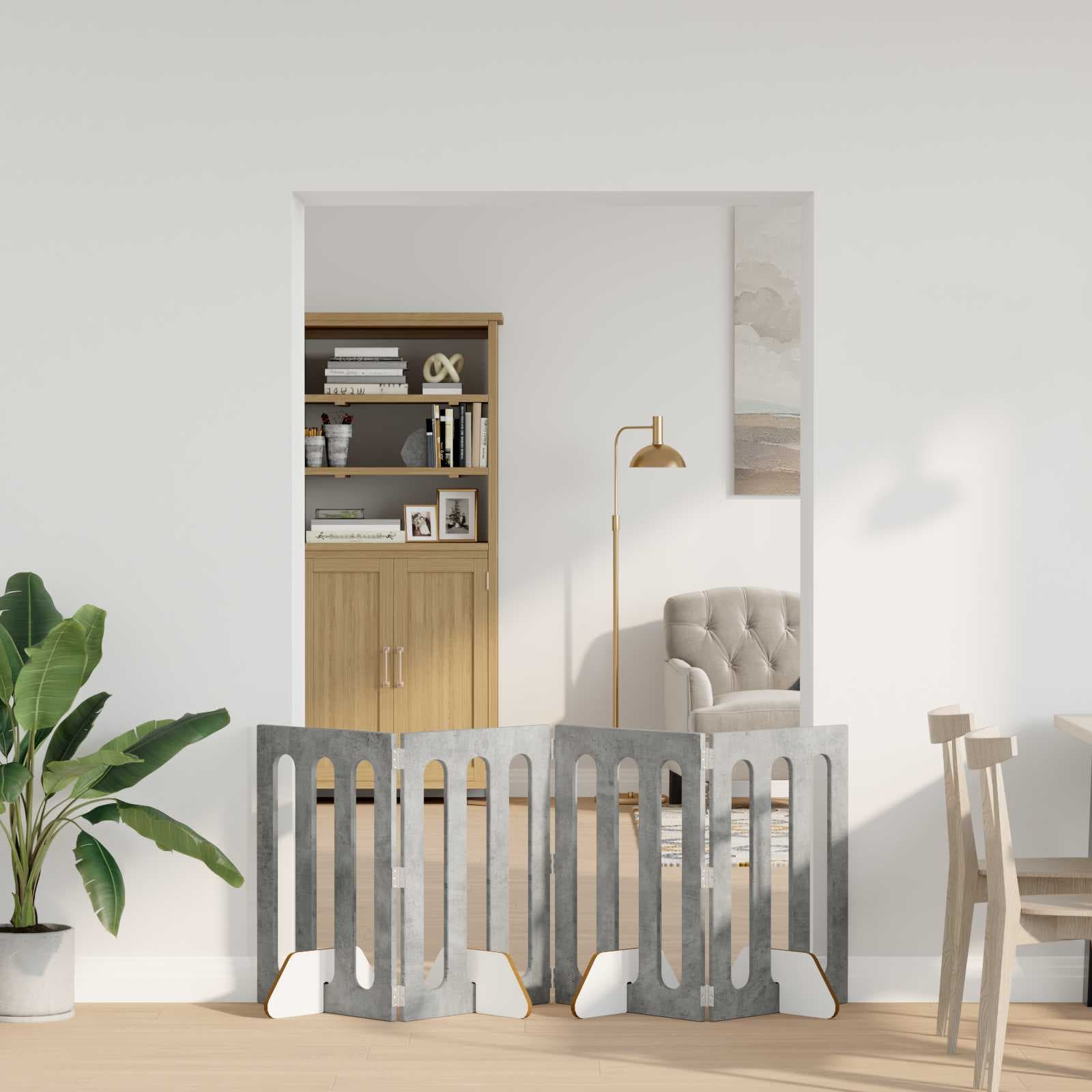Recinto pieghevole per animali 4 pz Grigio Cemento — miniatura 1 di 10