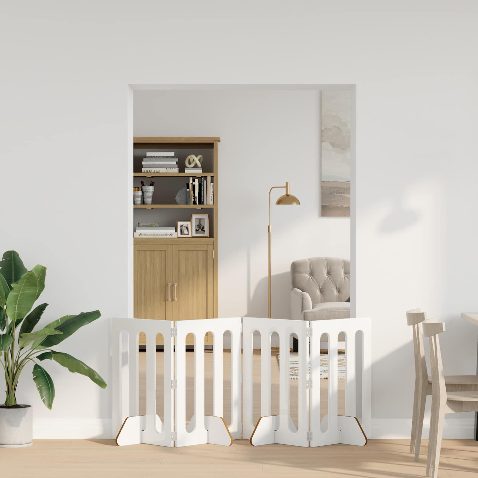 Recinto pieghevole per animali 4 pz Bianco Lucido — miniatura 1 di 10