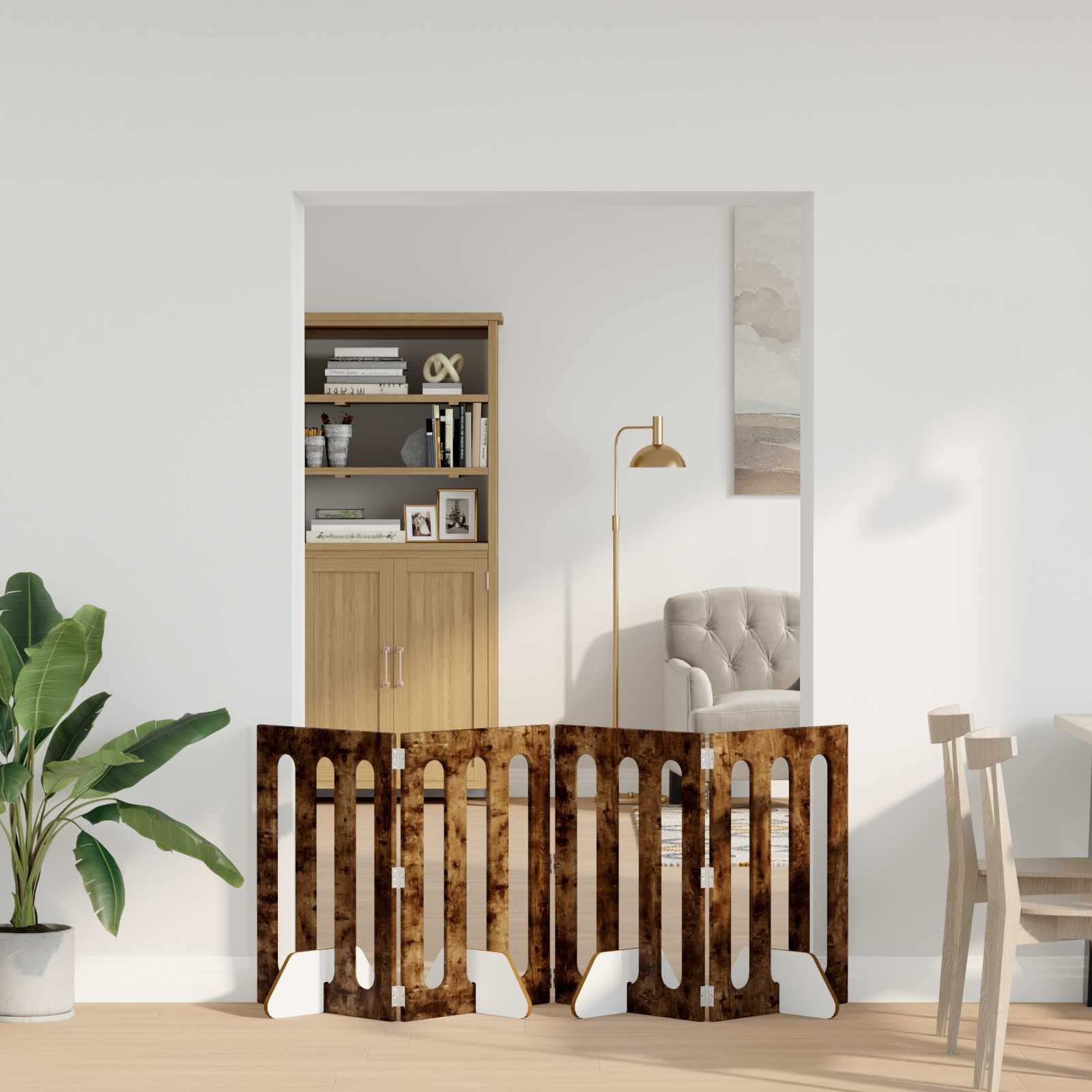Recinto pieghevole per animali 4 pz Rovere Fumo — miniatura 1 di 10