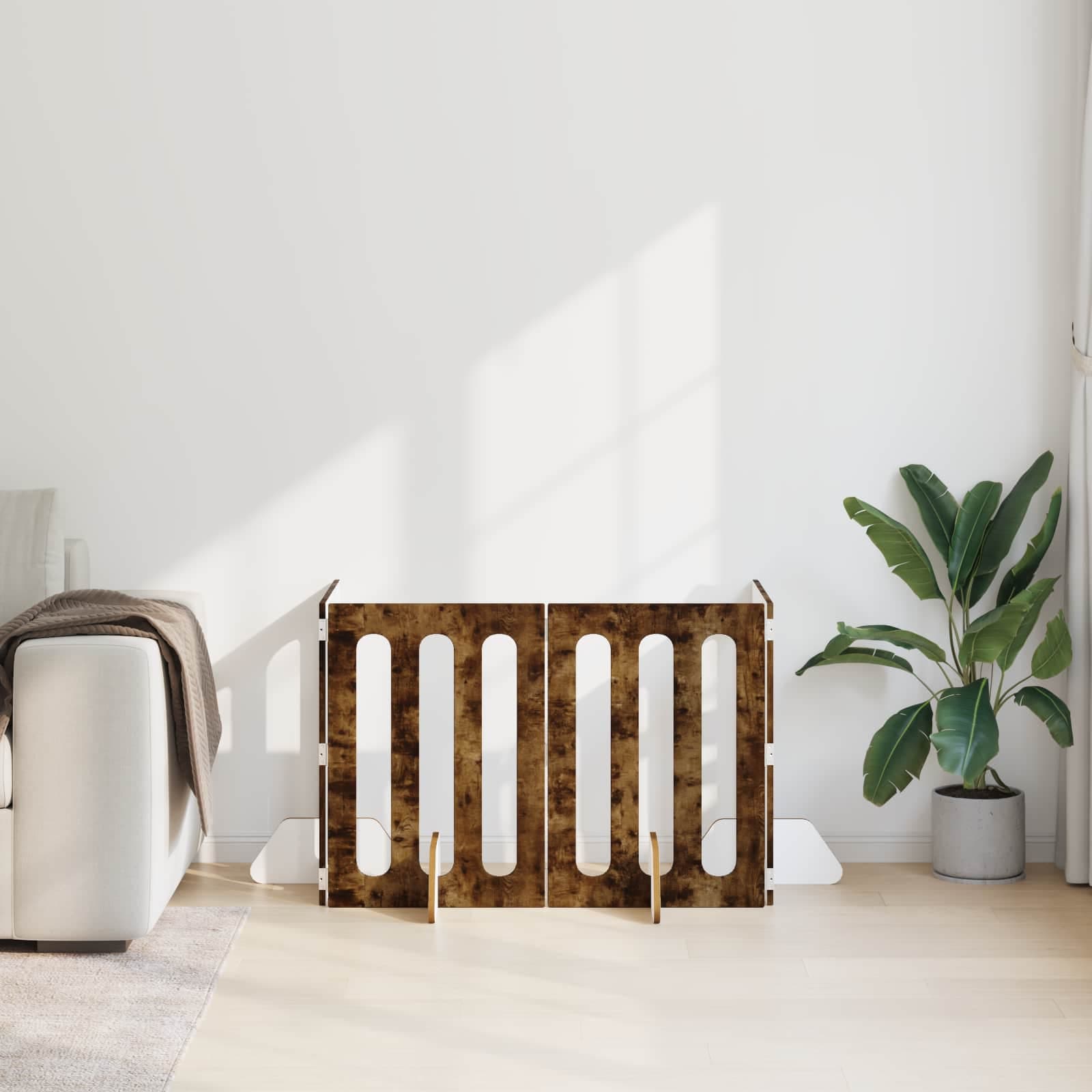 Recinto pieghevole per animali 4 pz Rovere Fumo — miniatura 3 di 10