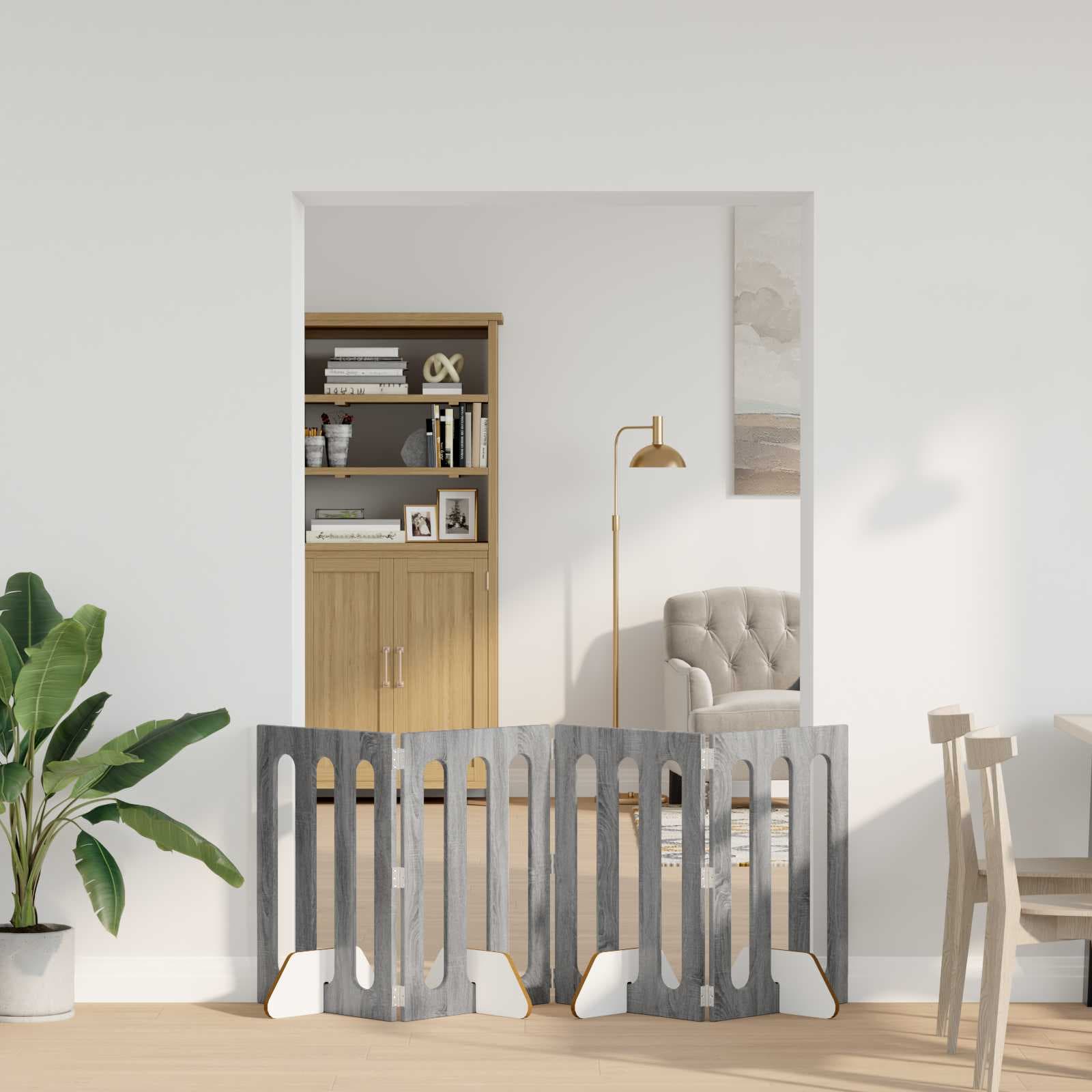 Recinto pieghevole per animali 4 pz Sonoma grigio — miniatura 1 di 10